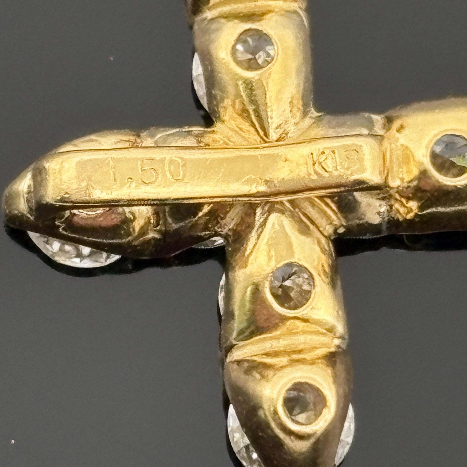 Diamond Cross Pendant 1.50ctw  18k Yellow Gold
