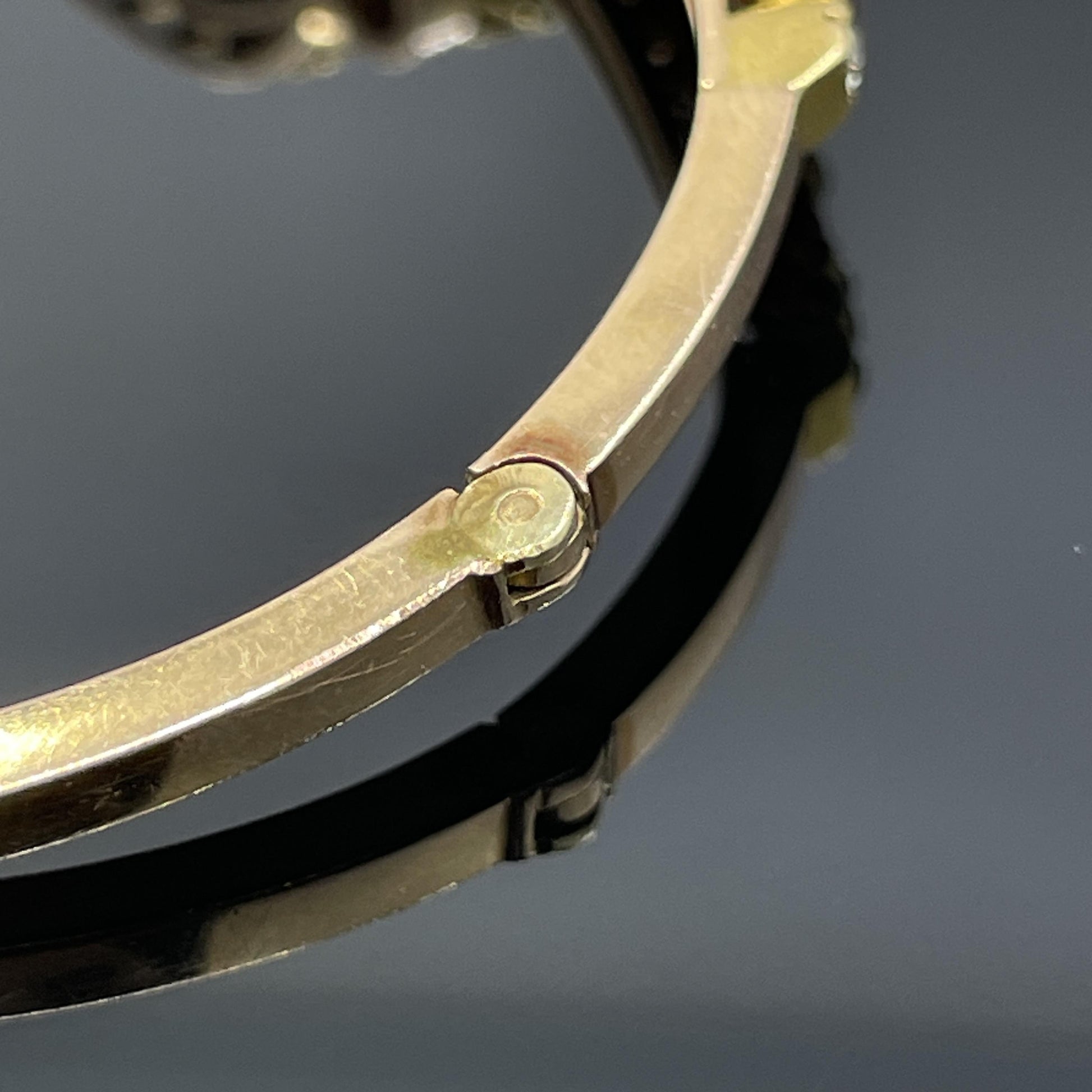 Antique Victorian Diamond & Ruby Bypass Bangle Bracelet 14k Rose Gold