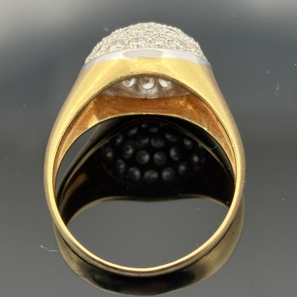 Vintage Pave Diamond Dome Ring - 1.03ctw 18k Gold Italy