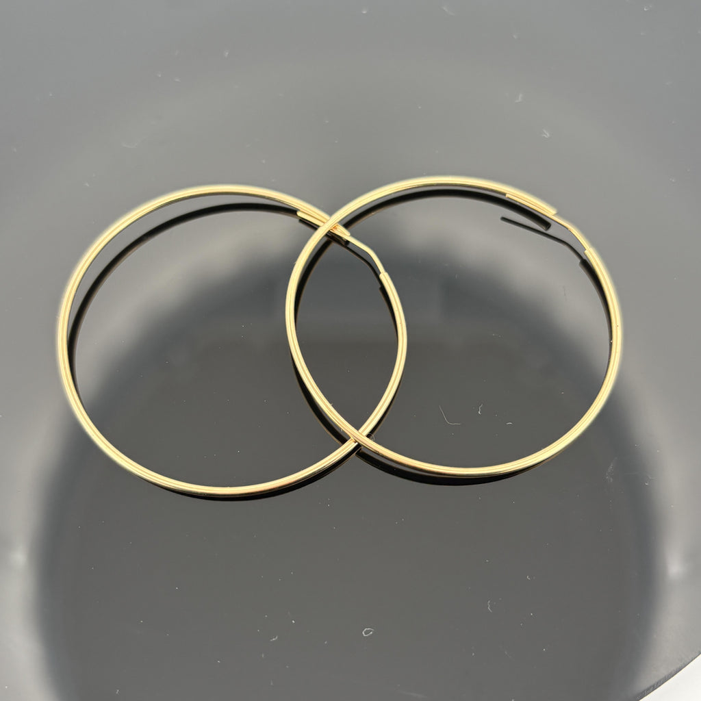 2" Seamless Large Gold Hoop Earrings 1.4mm 18k Yellow Gold