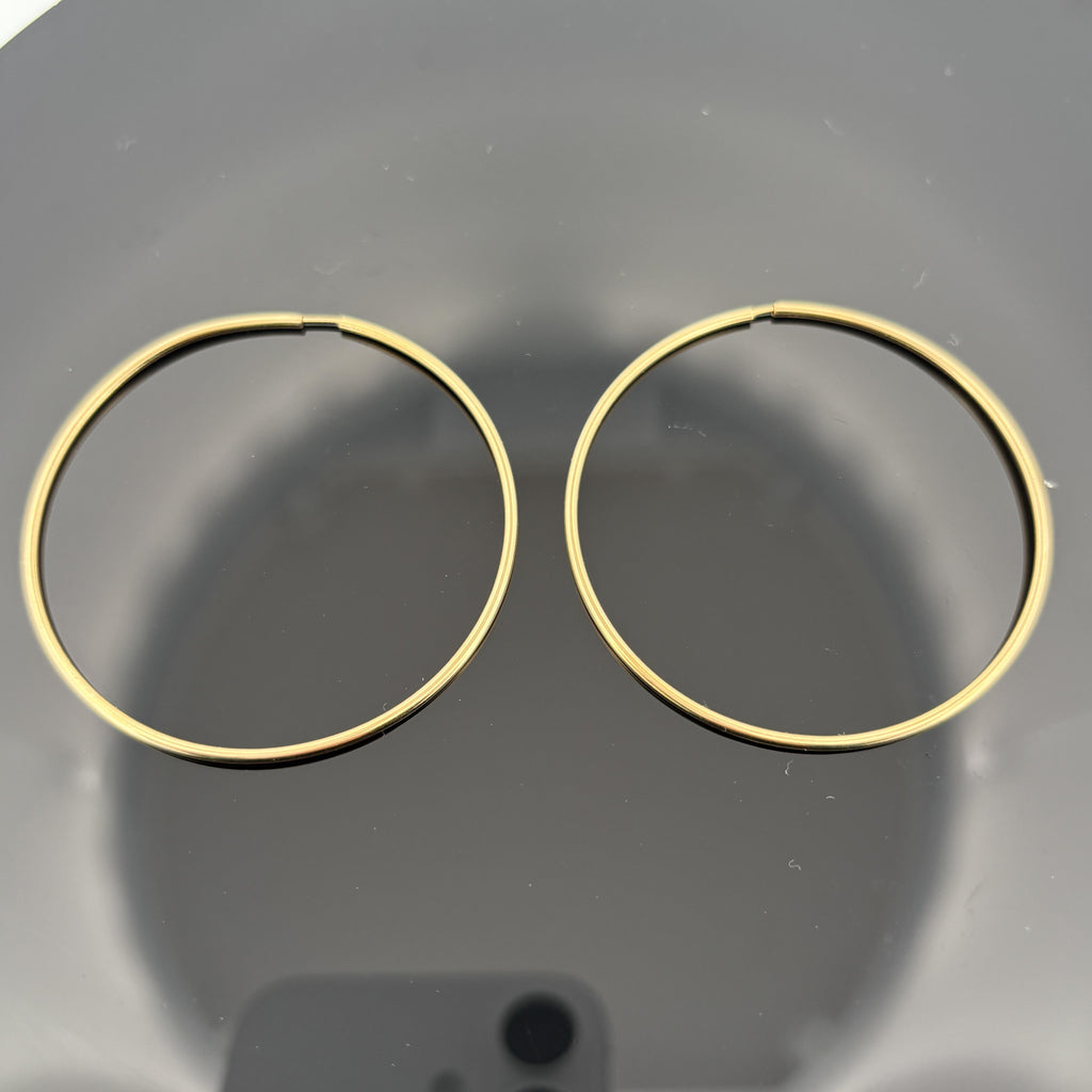 2" Seamless Large Gold Hoop Earrings 1.4mm 18k Yellow Gold