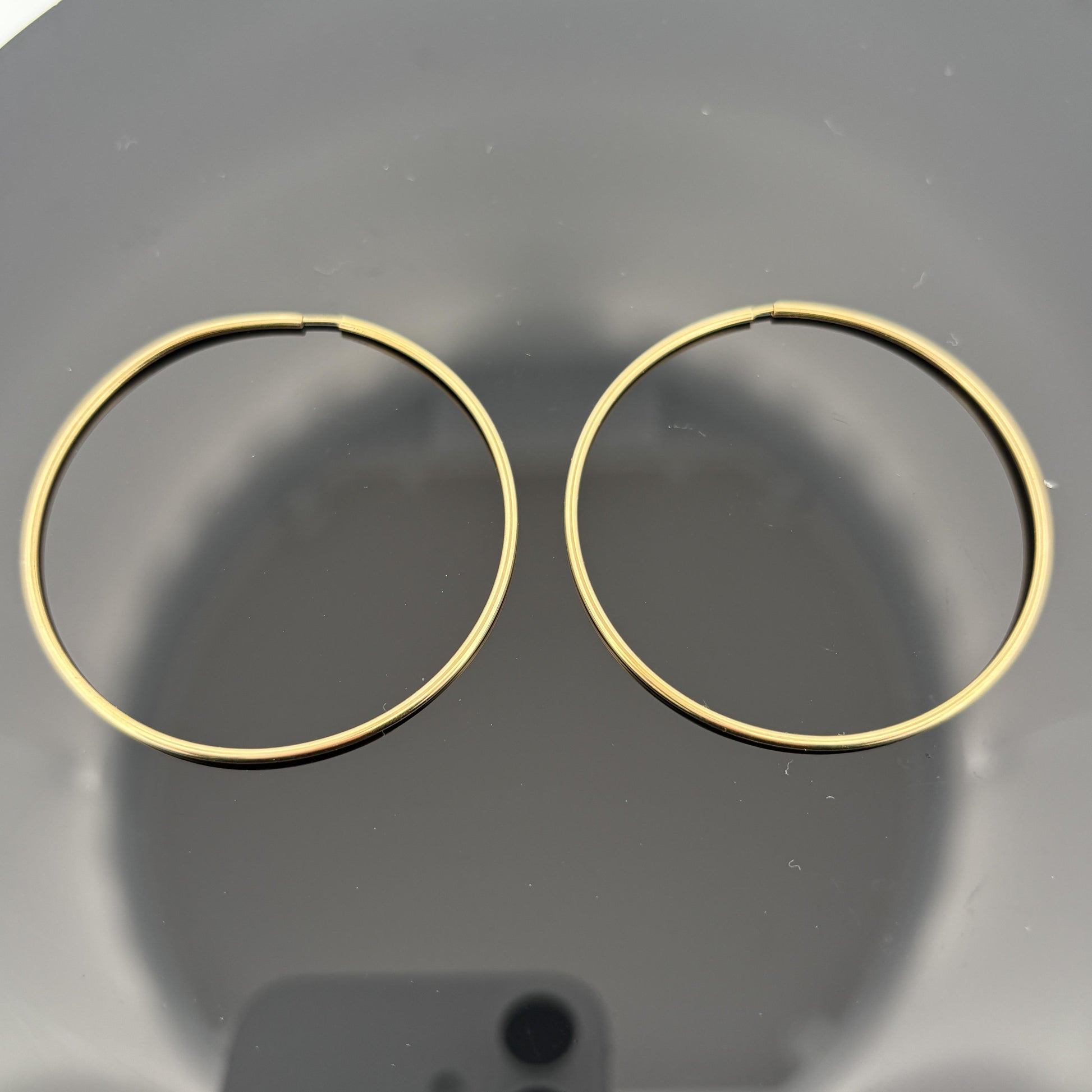 2" Seamless Large Gold Hoop Earrings 1.4mm 18k Yellow Gold