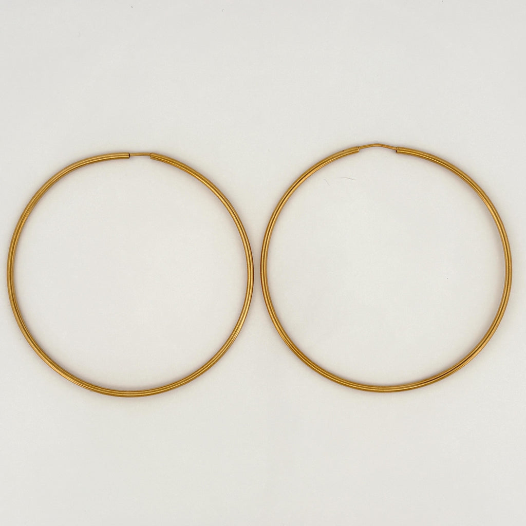 2" Seamless Large Gold Hoop Earrings 1.4mm 18k Yellow Gold