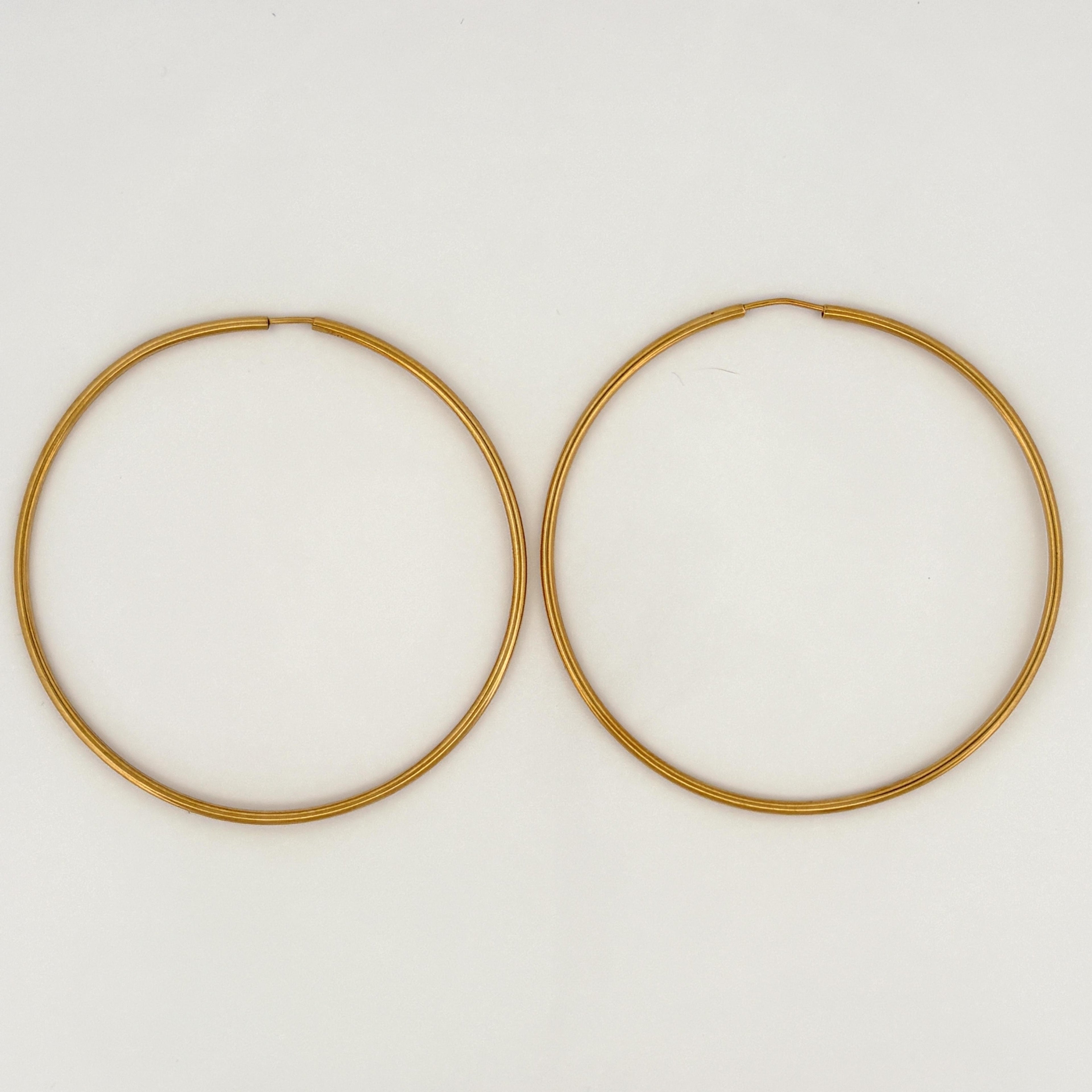 2" Seamless Large Gold Hoop Earrings 1.4mm 18k Yellow Gold