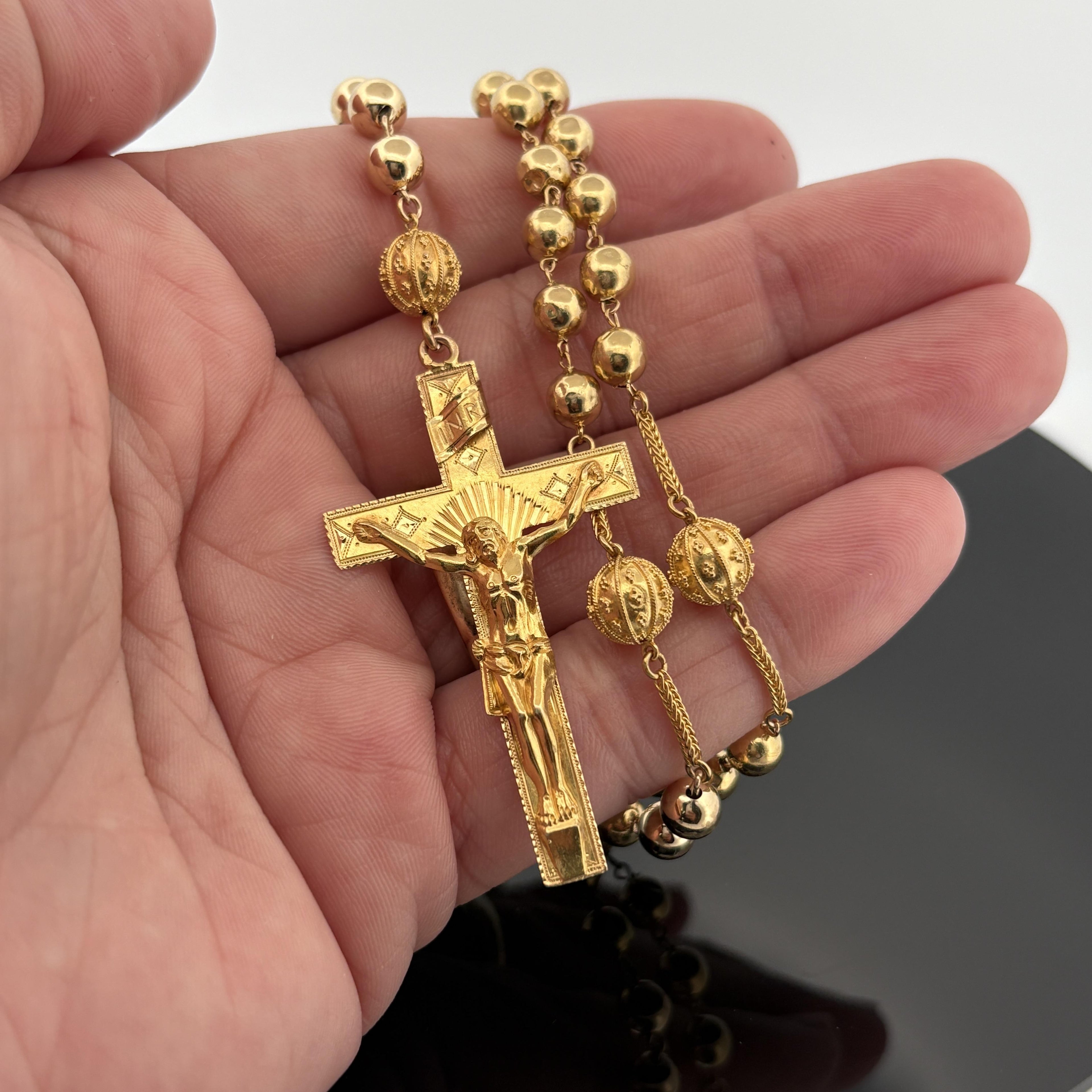 Vintage French Rosary 18k Yellow Gold