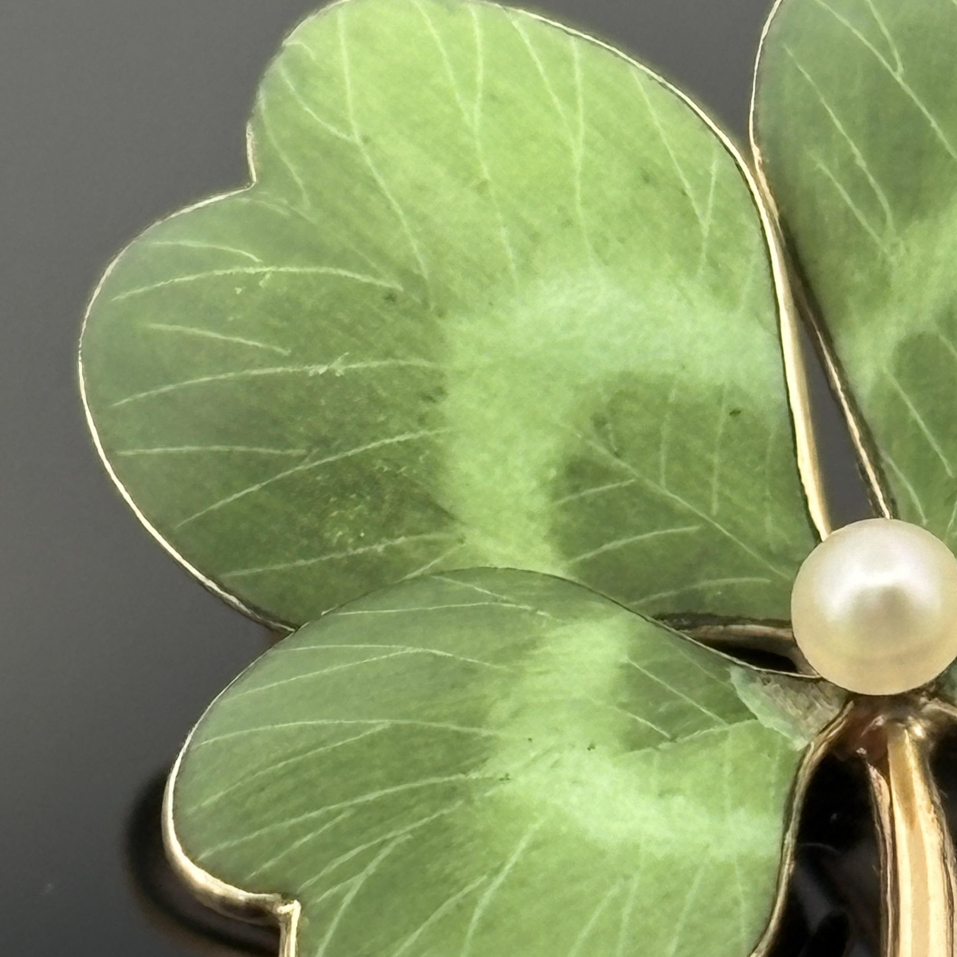 Antique Victorian Enamel Clover Pendant & Pin 14k Gold