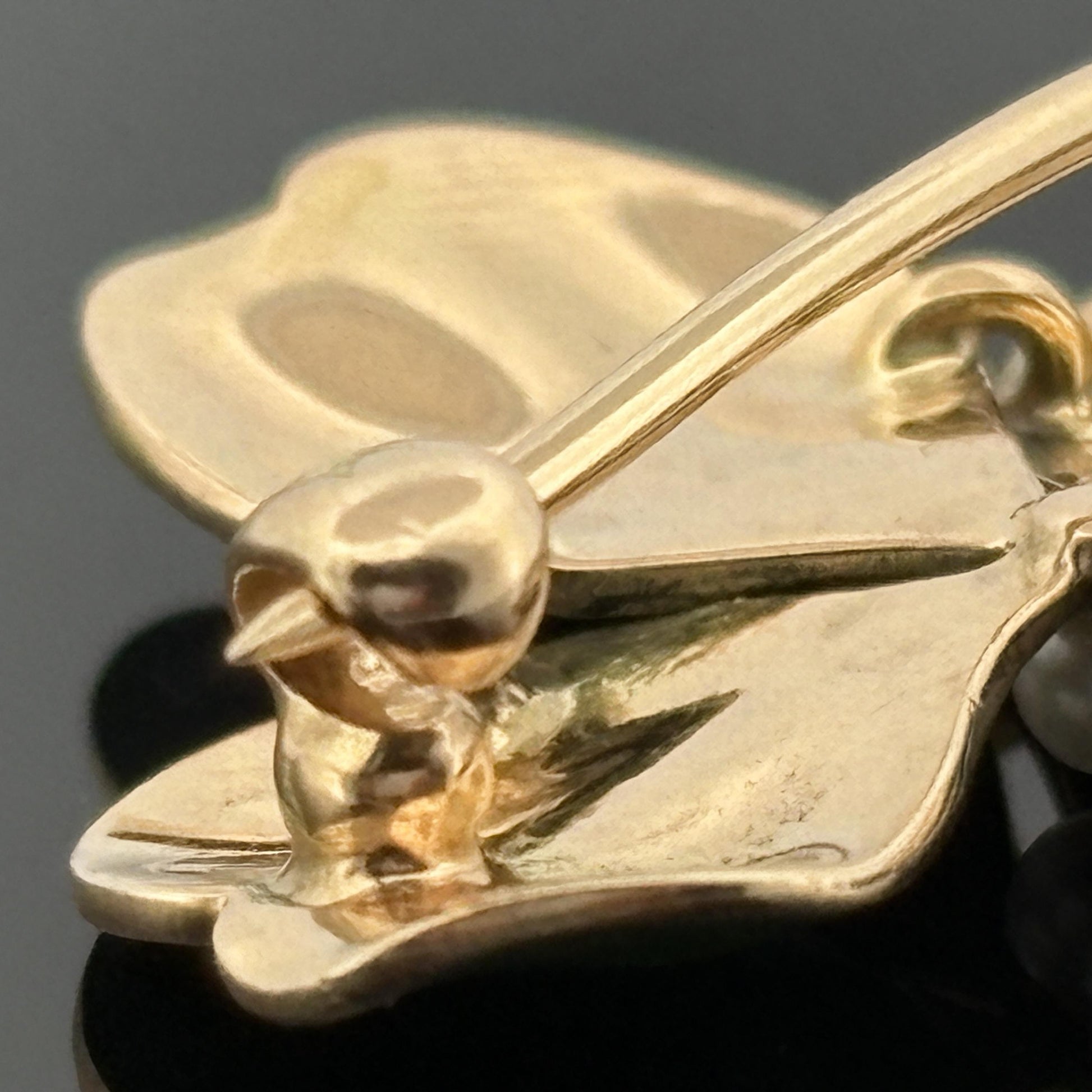 Antique Victorian Enamel Clover Pendant & Pin 14k Gold