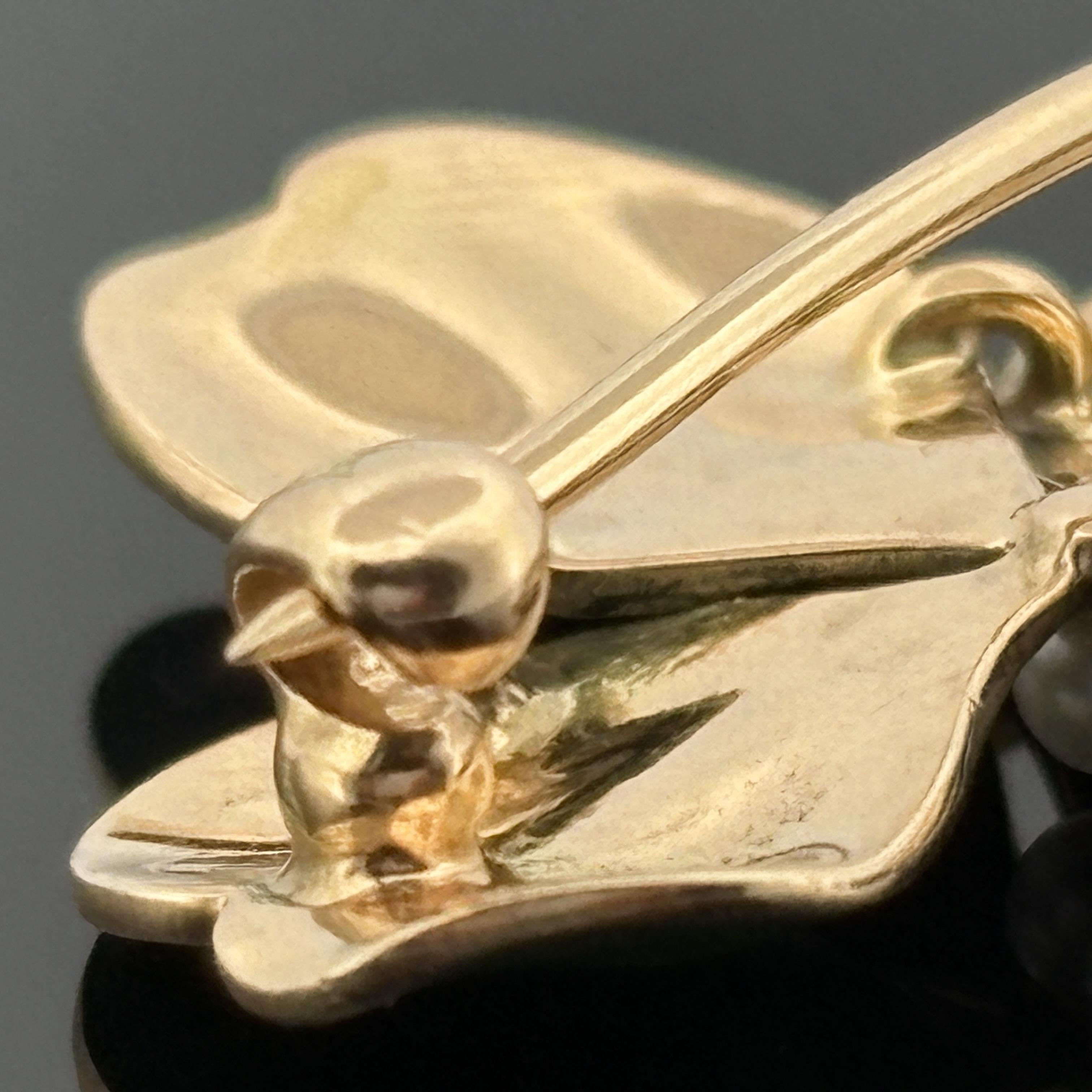 Antique Victorian Enamel Clover Pendant & Pin 14k Gold