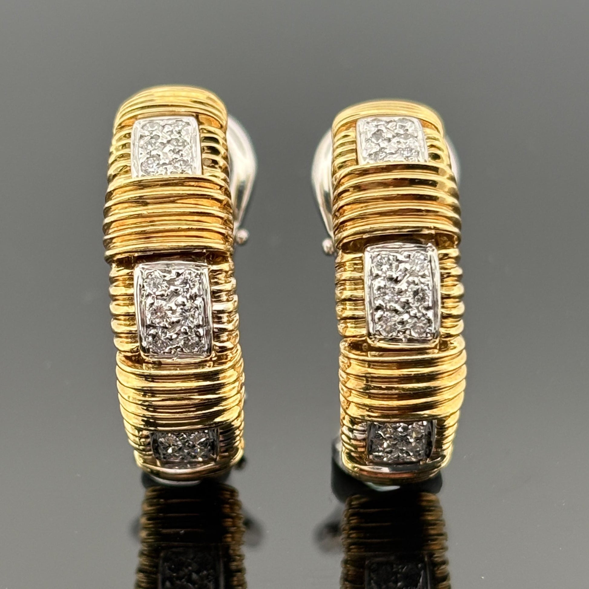 Roberto Coin Appassionata Diamond Semi Hoop Earrings 18k Gold