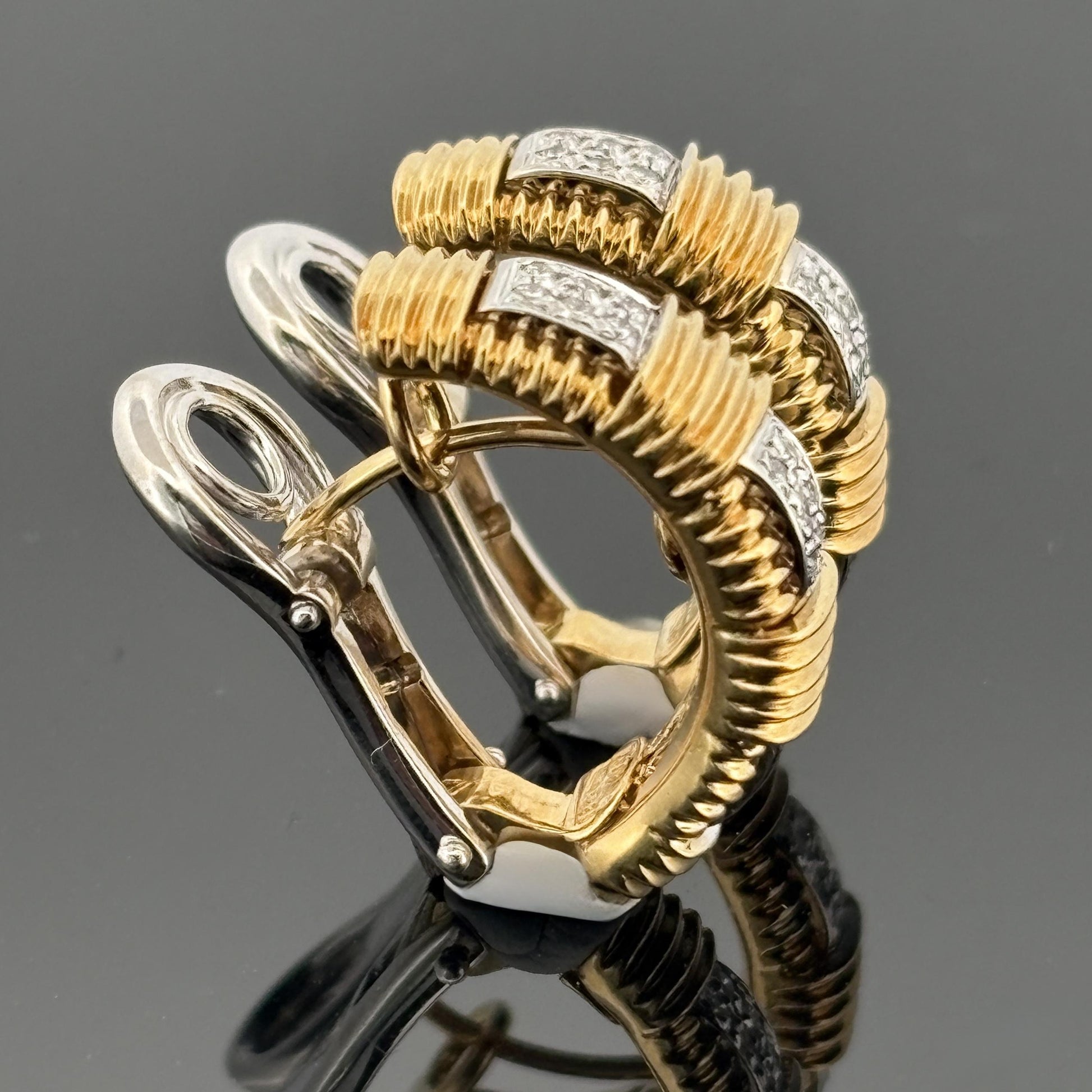 Roberto Coin Appassionata Diamond Semi Hoop Earrings 18k Gold