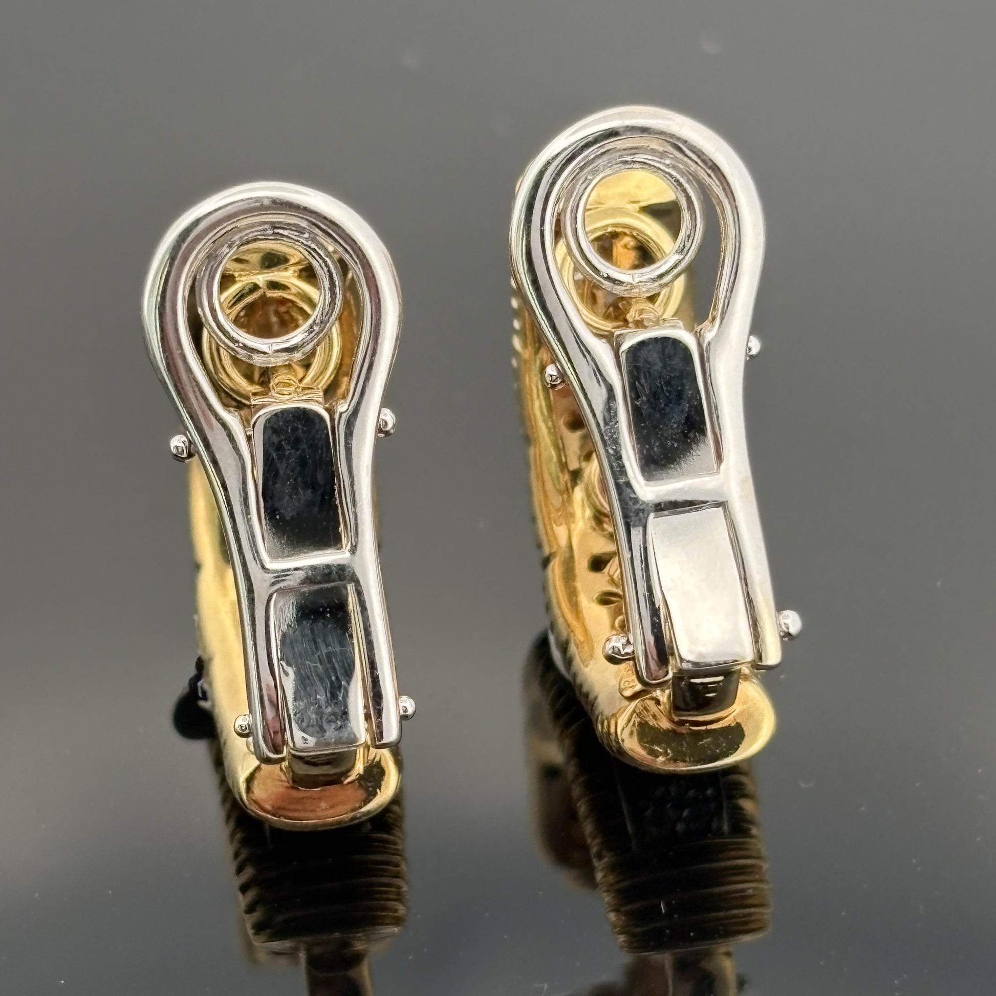 Roberto Coin Appassionata Diamond Semi Hoop Earrings 18k Gold