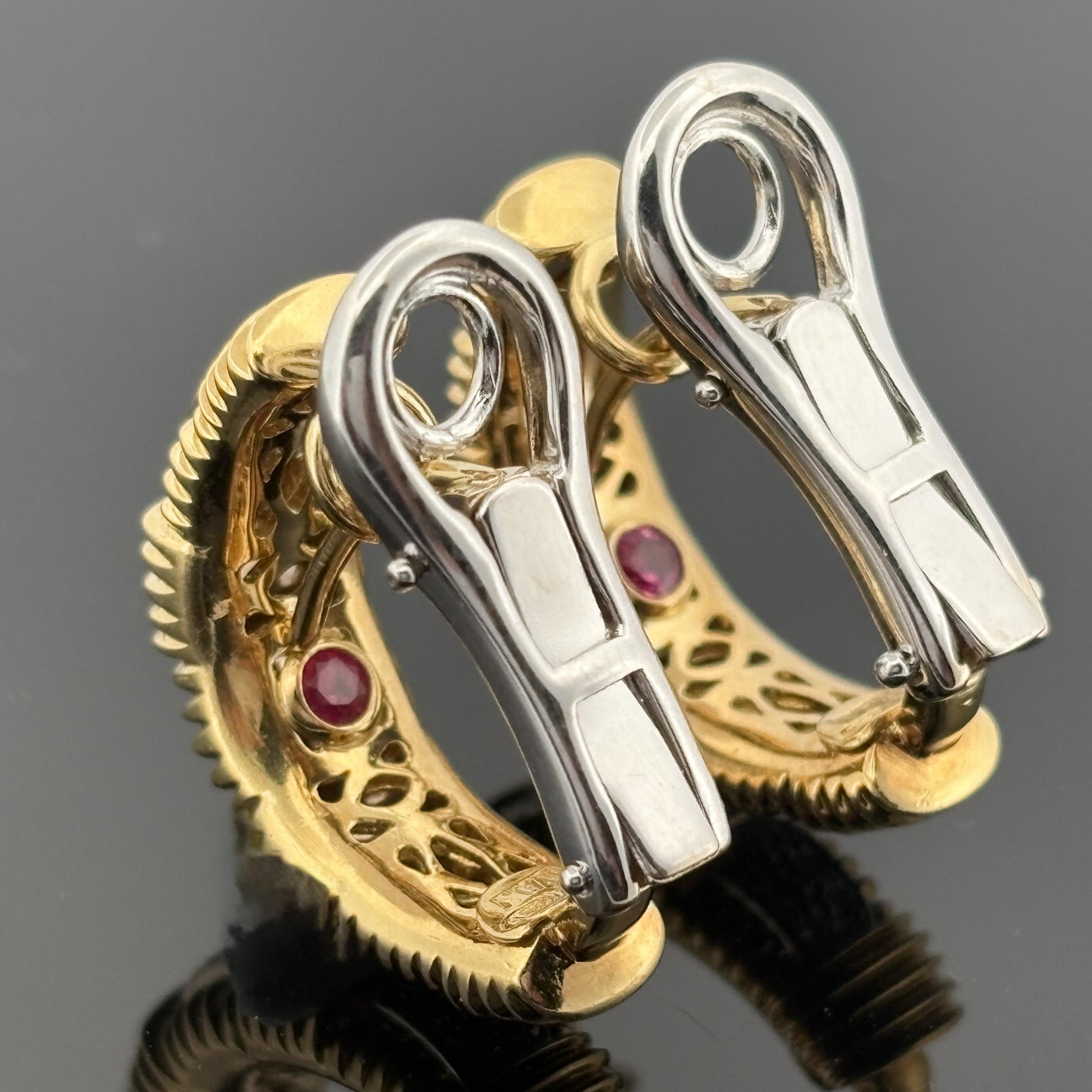 Roberto Coin Appassionata Diamond Semi Hoop Earrings 18k Gold