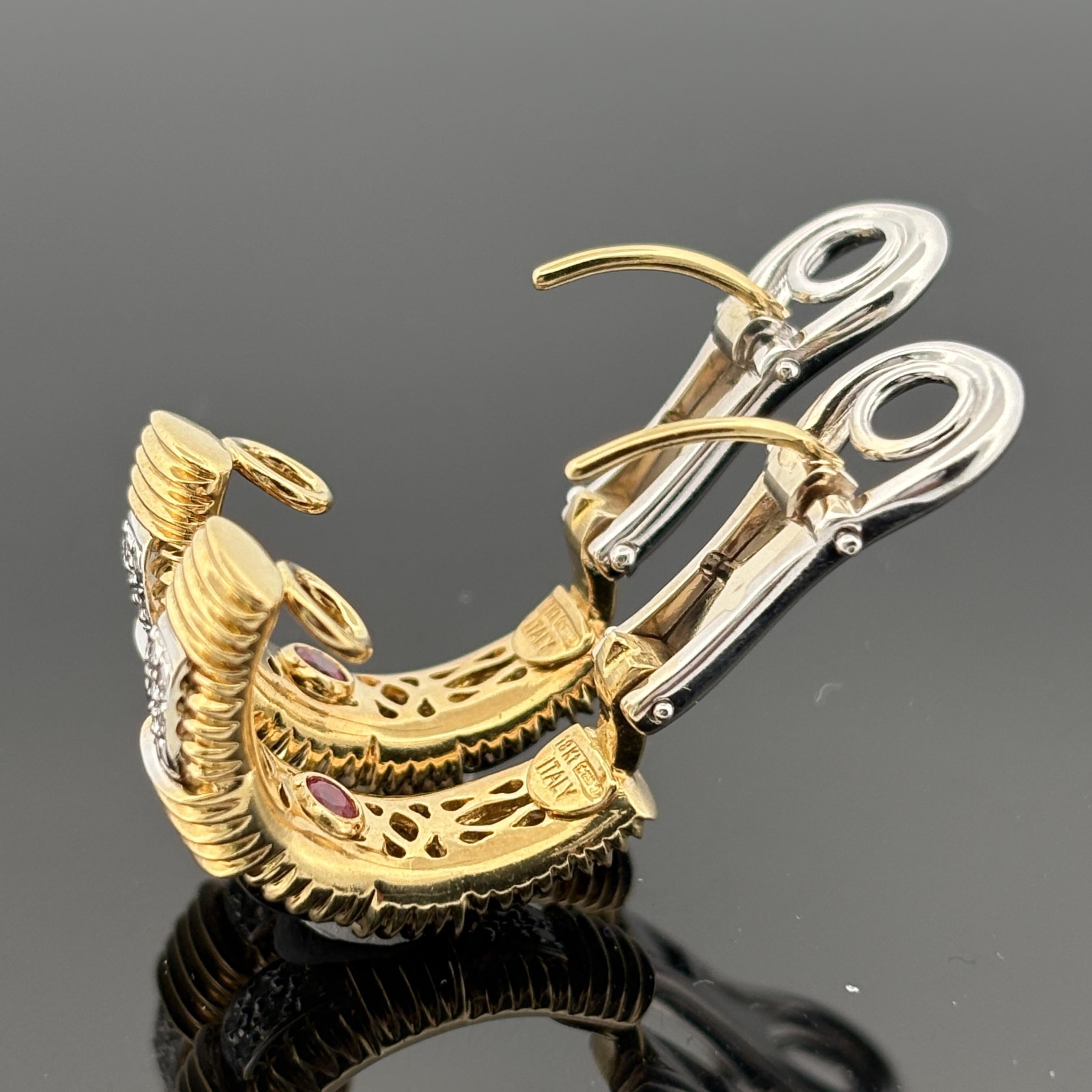 Roberto Coin Appassionata Diamond Semi Hoop Earrings 18k Gold