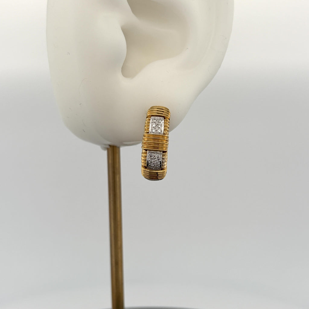Roberto Coin Appassionata Diamond Semi Hoop Earrings 18k Gold