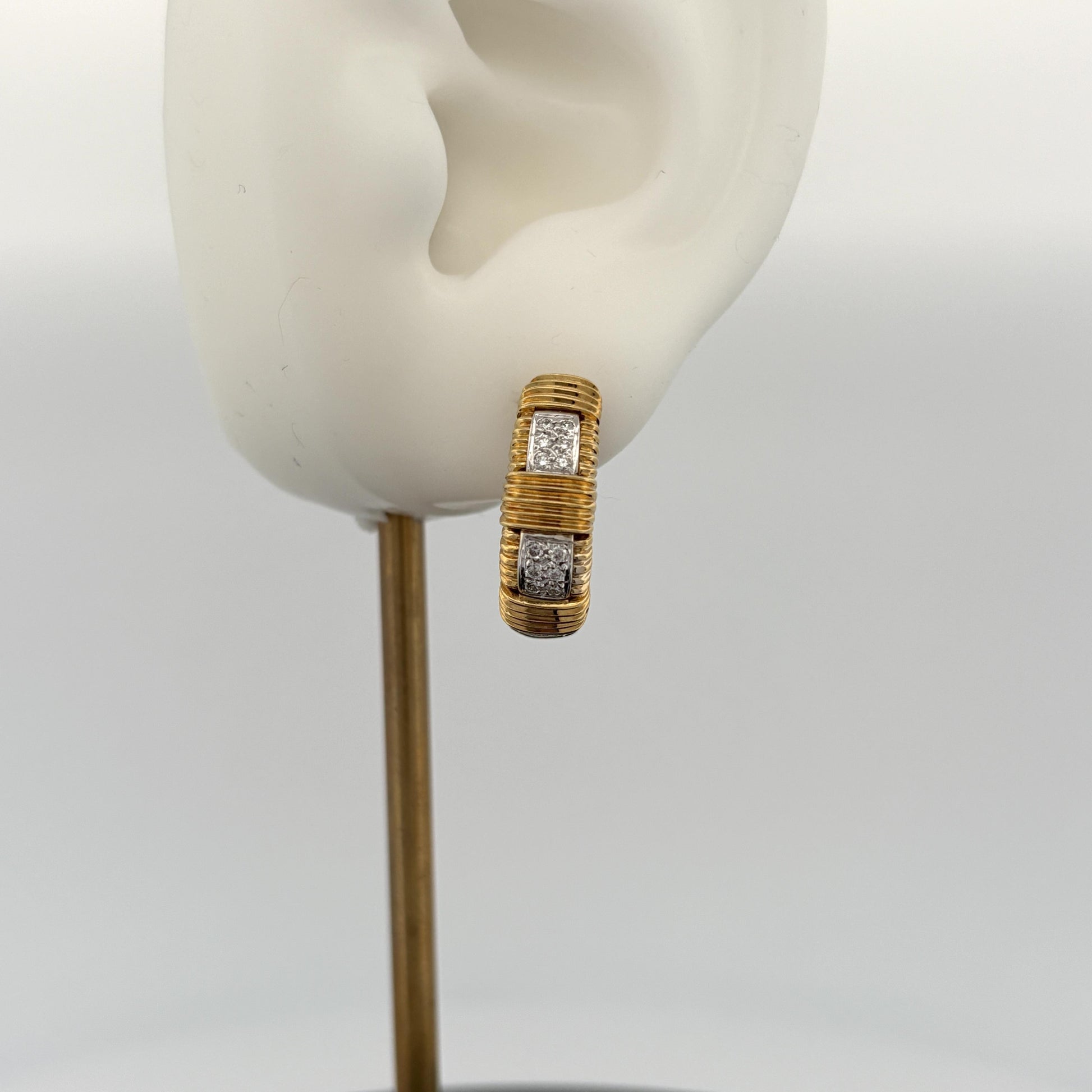 Roberto Coin Appassionata Diamond Semi Hoop Earrings 18k Gold