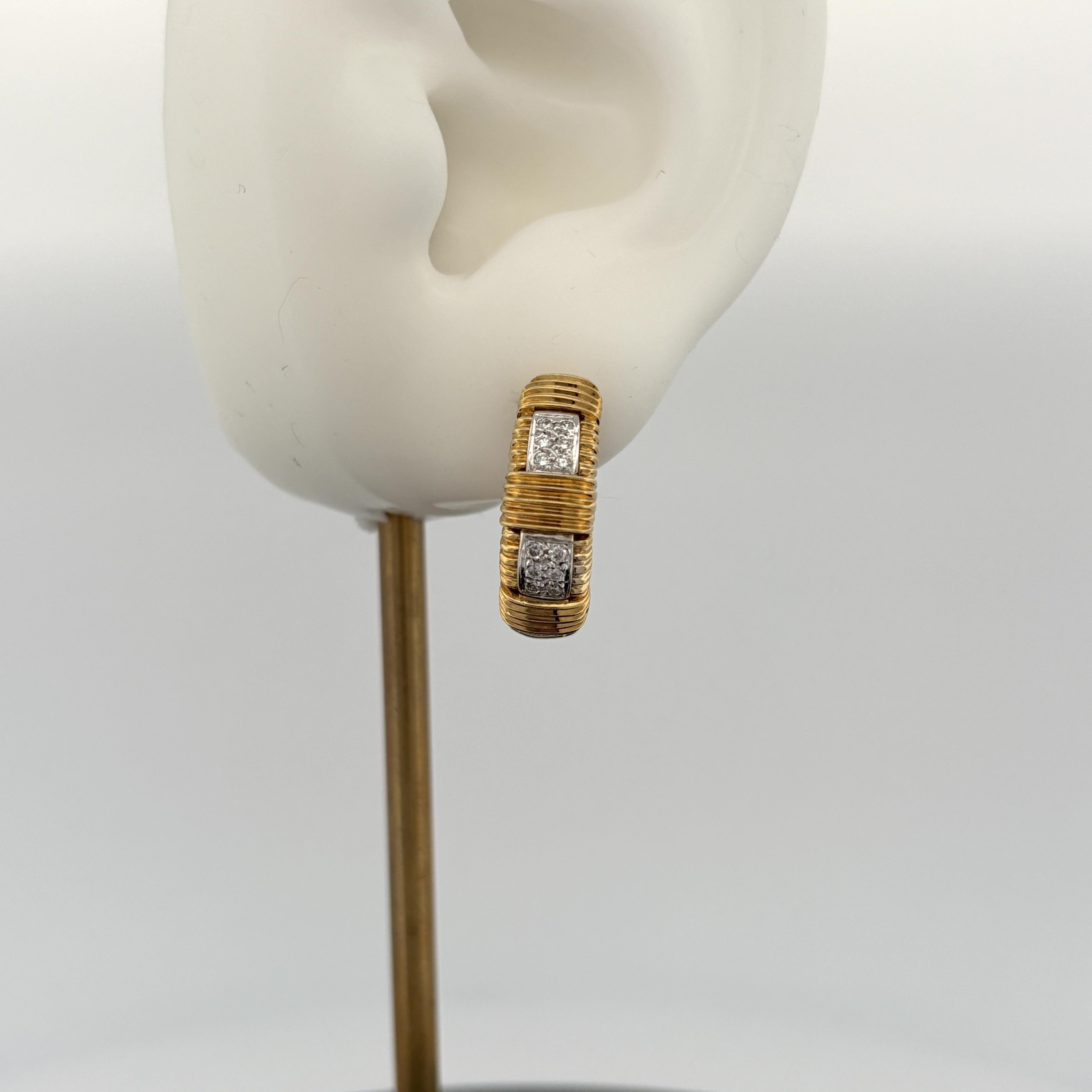 Roberto Coin Appassionata Diamond Semi Hoop Earrings 18k Gold