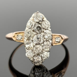 Antique Victorian Old Mine Cut Cluster Ring 18k ~1.60ctw