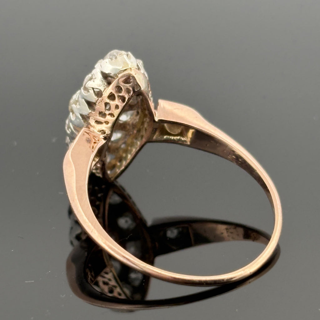 Antique Victorian Old Mine Cut Cluster Ring 18k ~1.60ctw