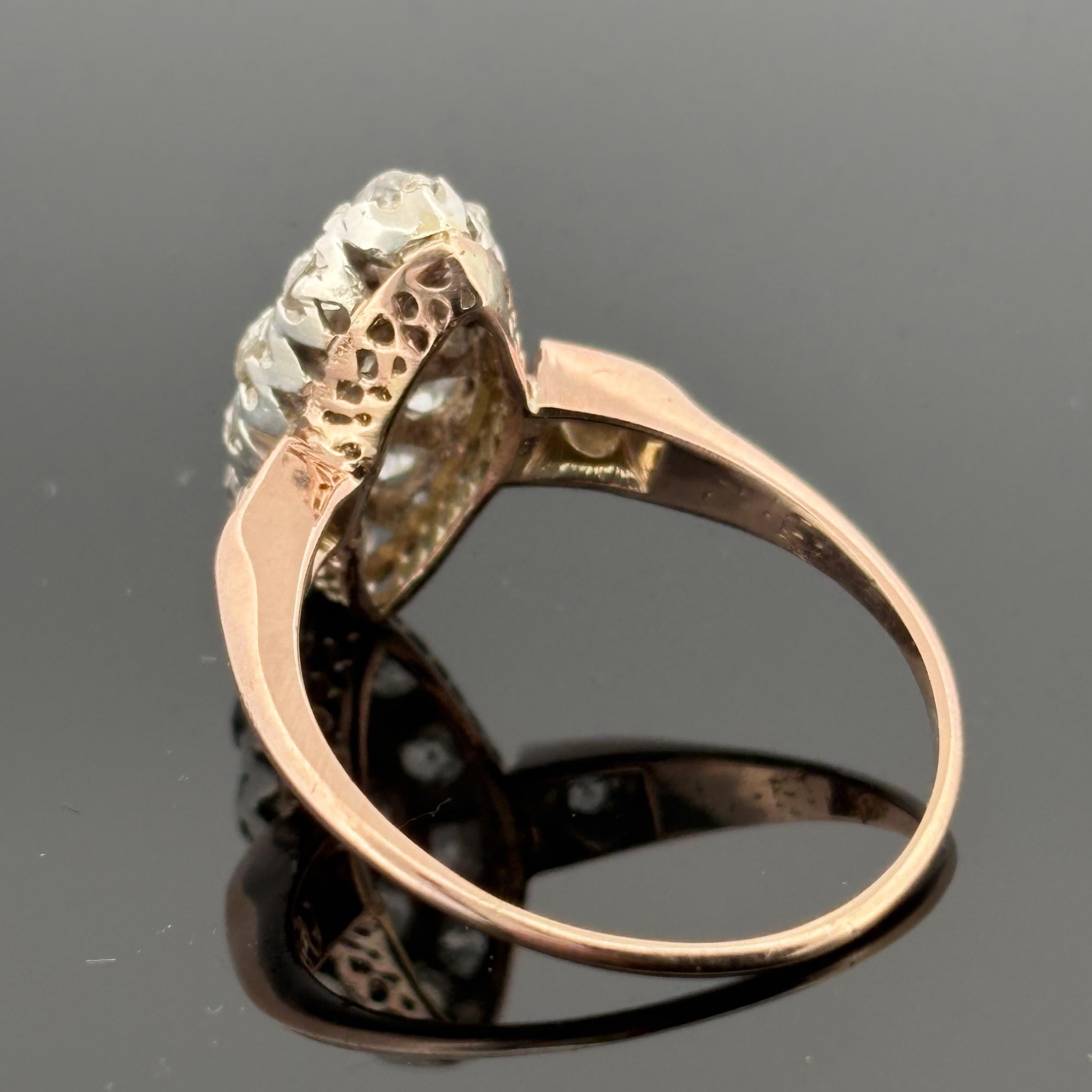 Antique Victorian Old Mine Cut Cluster Ring 18k ~1.60ctw