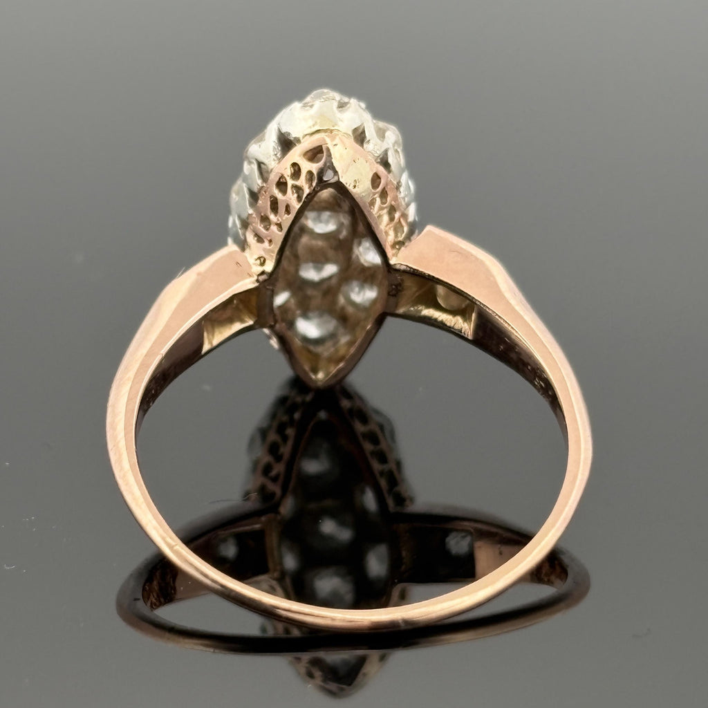 Antique Victorian Old Mine Cut Cluster Ring 18k ~1.60ctw