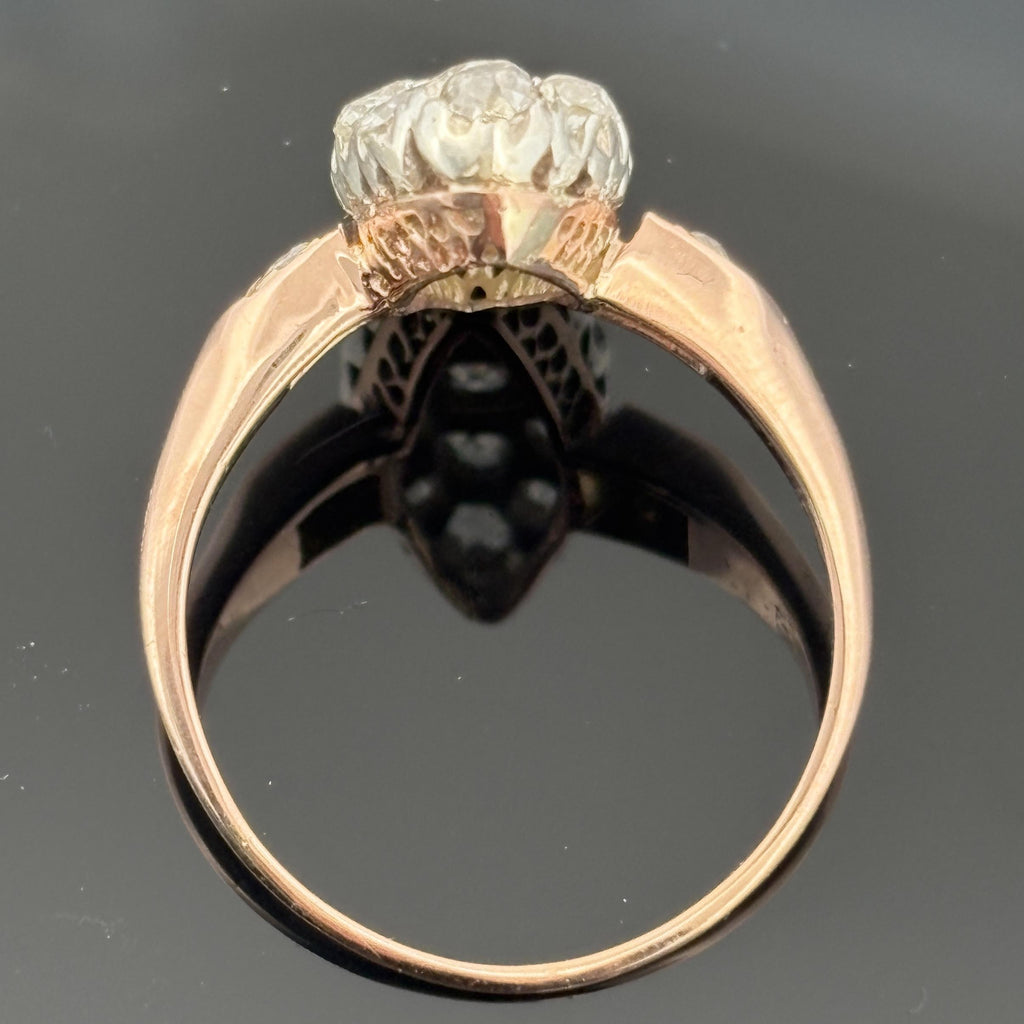 Antique Victorian Old Mine Cut Cluster Ring 18k ~1.60ctw