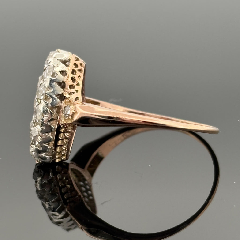Antique Victorian Old Mine Cut Cluster Ring 18k ~1.60ctw
