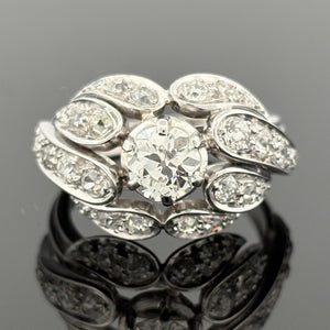 Vintage Mid-Century Diamond Cocktail Ring ~2.52ctw 18k White Gold