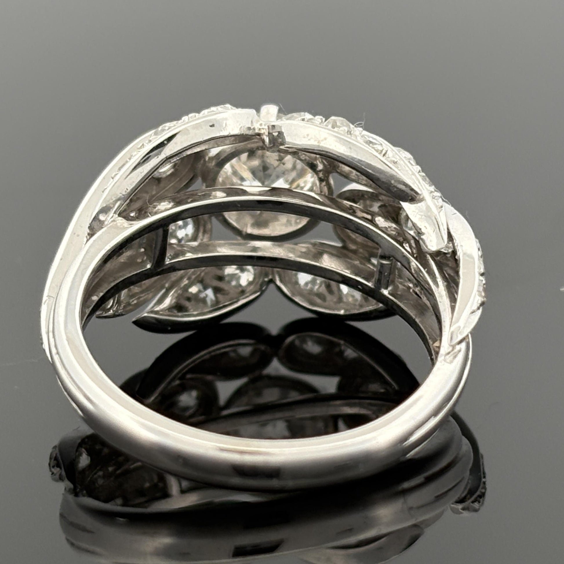 Vintage Mid-Century Diamond Cocktail Ring ~2.52ctw 18k White Gold