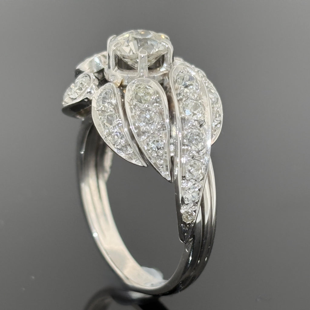 Vintage Mid-Century Diamond Cocktail Ring ~2.52ctw 18k White Gold