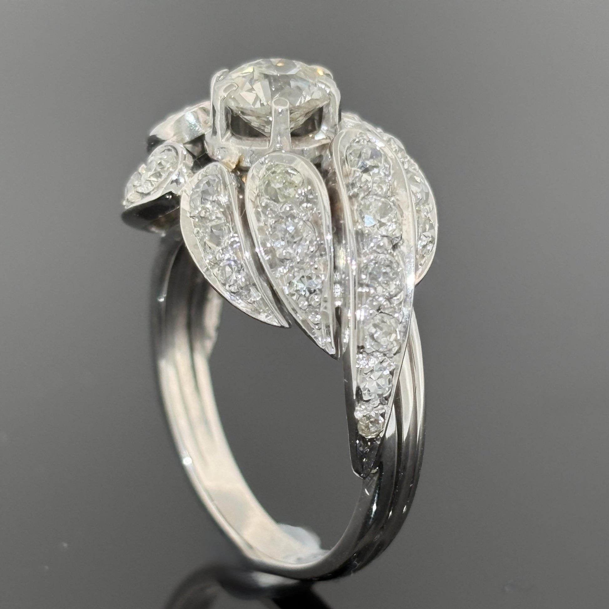 Vintage Mid-Century Diamond Cocktail Ring ~2.52ctw 18k White Gold