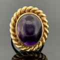 Vintage Mid-Century Amethyst Rope Motif Ring in 18k Yellow Gold