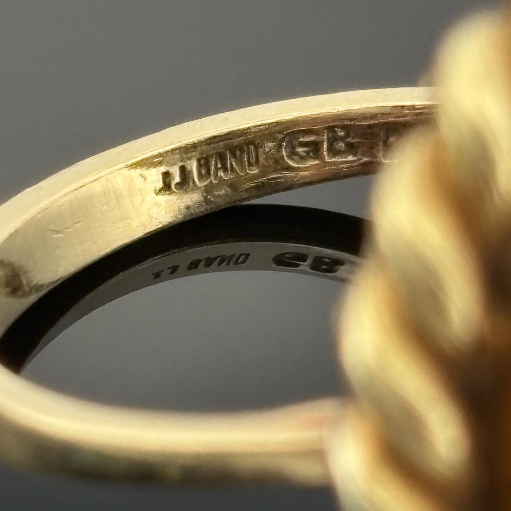 Vintage Mid-Century Amethyst Rope Motif Ring in 18k Yellow Gold