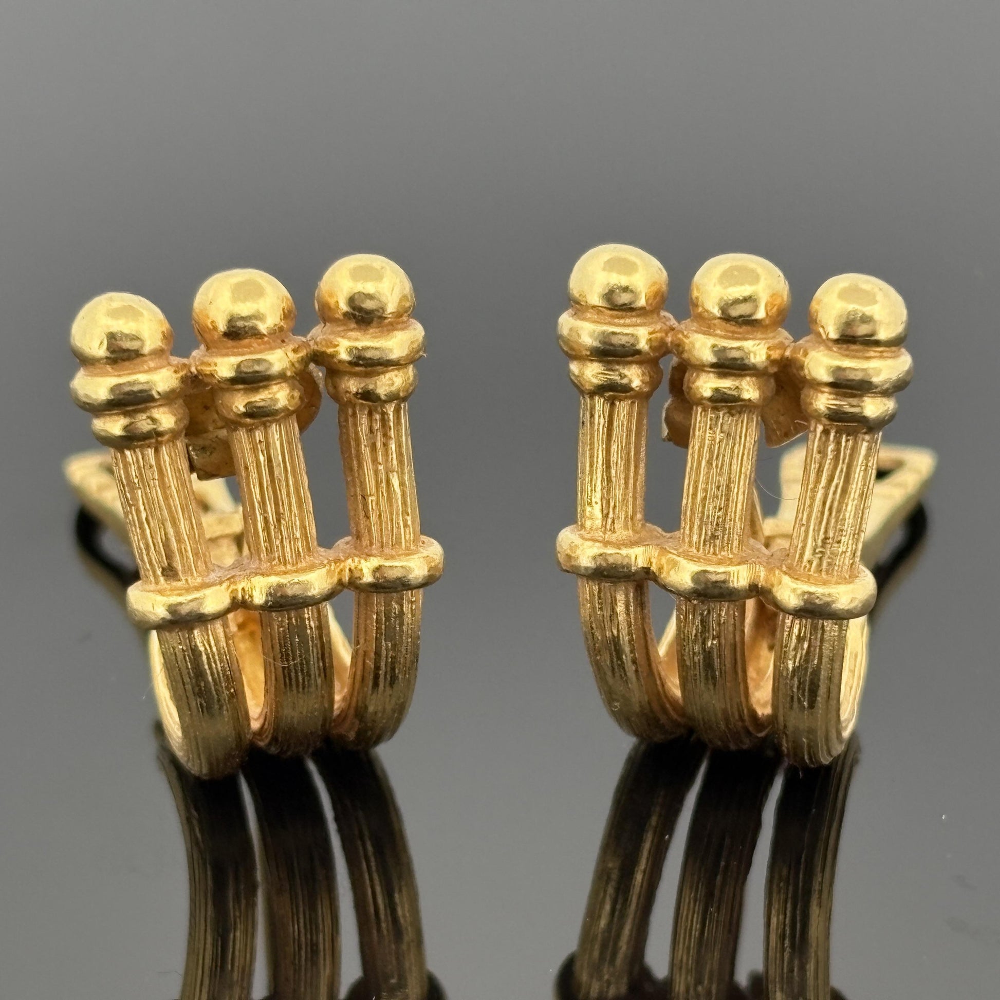 Vintage Mid-Century Architectural Column Earrings 18k Yellow Gold