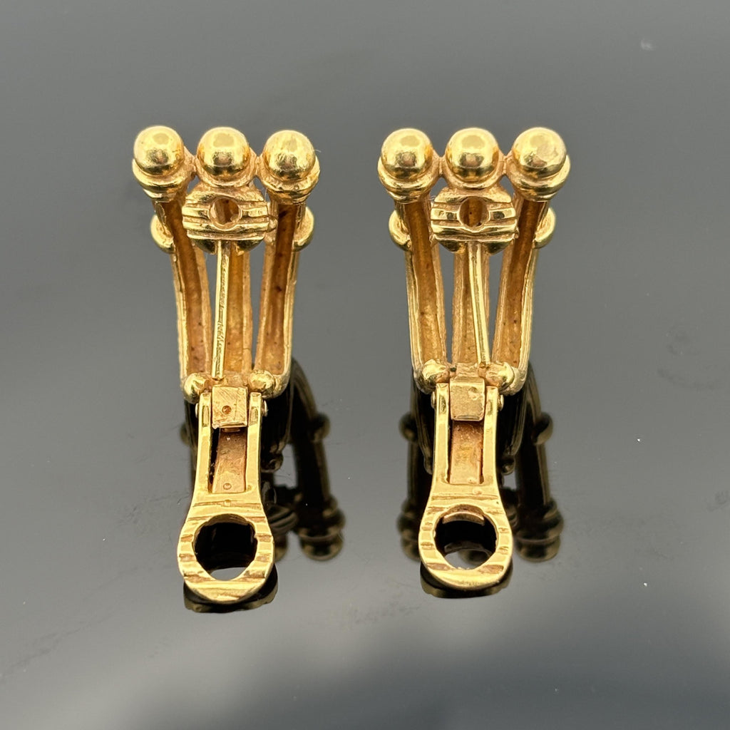 Vintage Mid-Century Architectural Column Earrings 18k Yellow Gold