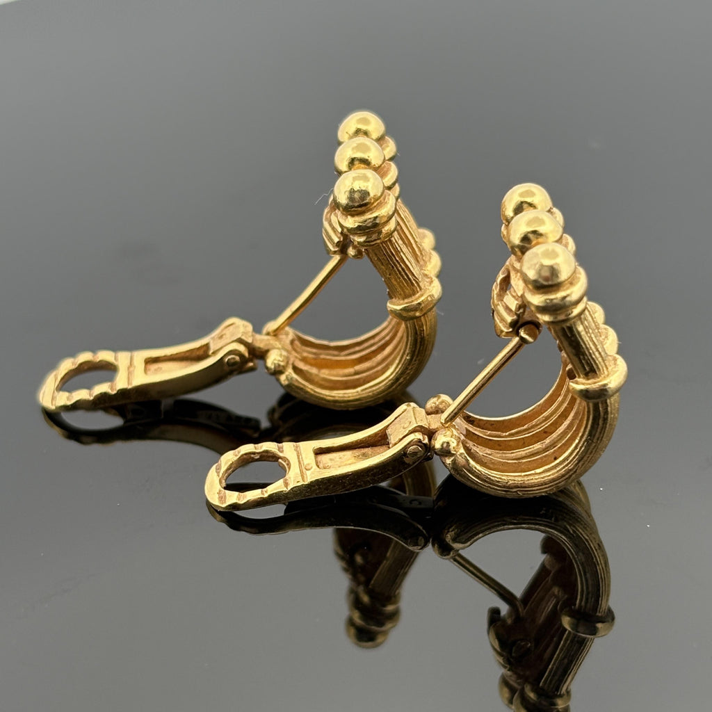 Vintage Mid-Century Architectural Column Earrings 18k Yellow Gold