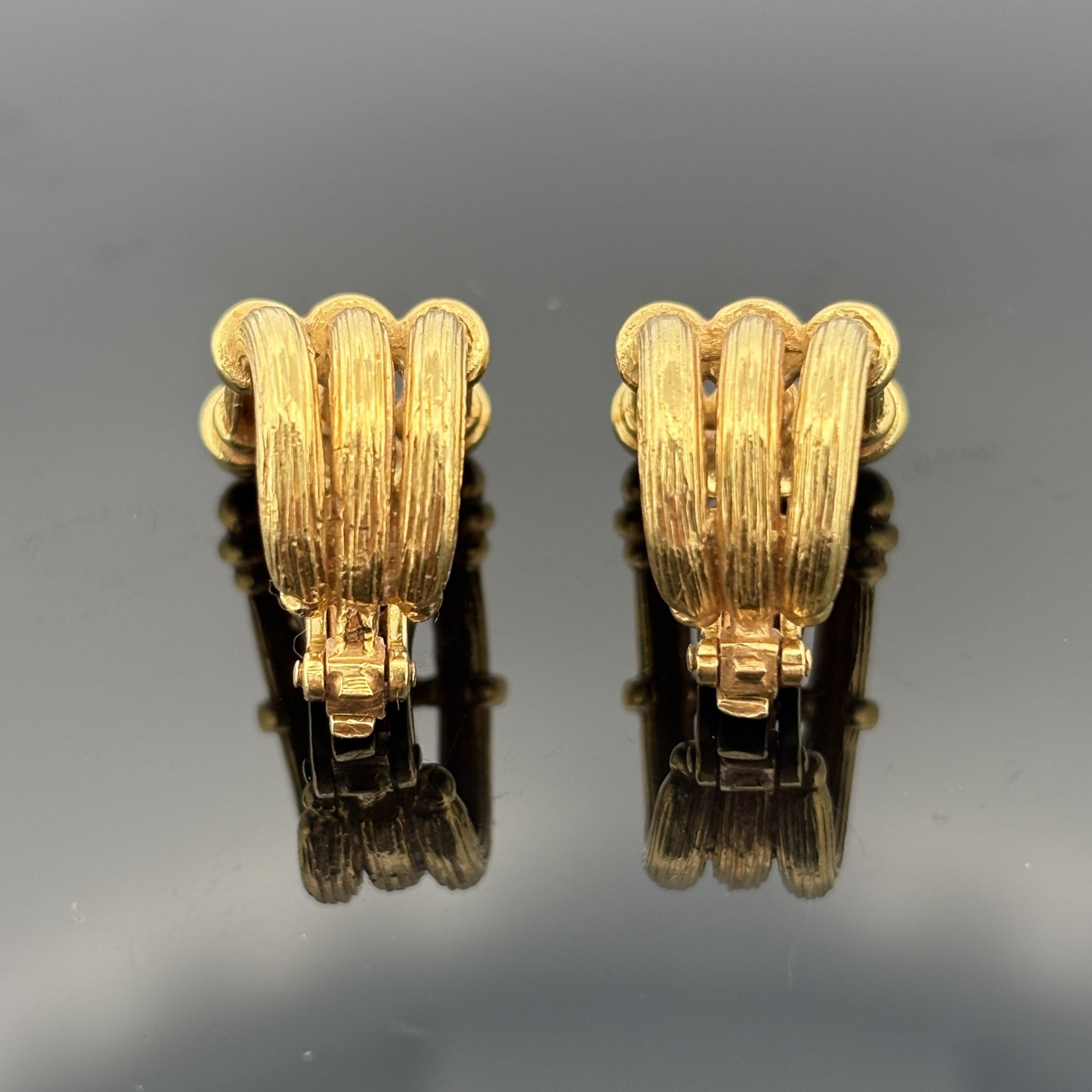 Vintage Mid-Century Architectural Column Earrings 18k Yellow Gold