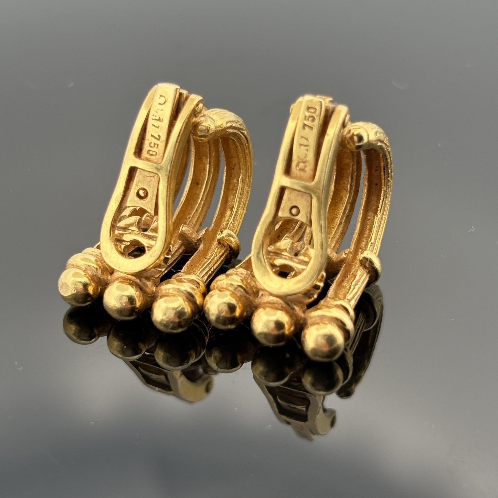 Vintage Mid-Century Architectural Column Earrings 18k Yellow Gold