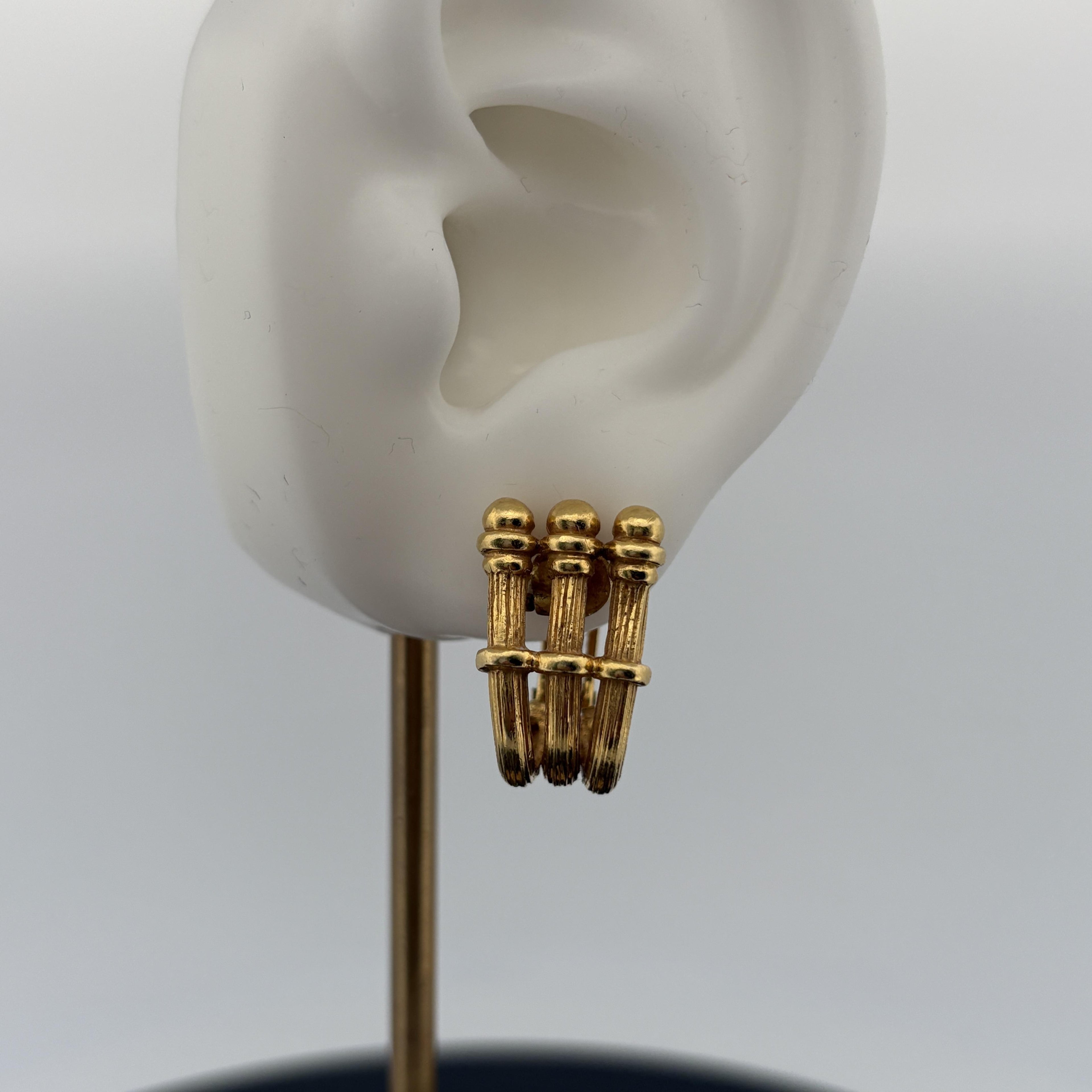 Vintage Mid-Century Architectural Column Earrings 18k Yellow Gold