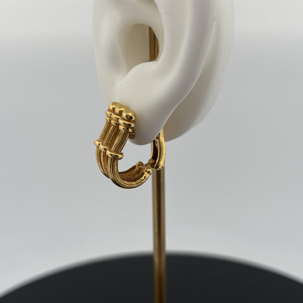 Vintage Mid-Century Architectural Column Earrings 18k Yellow Gold