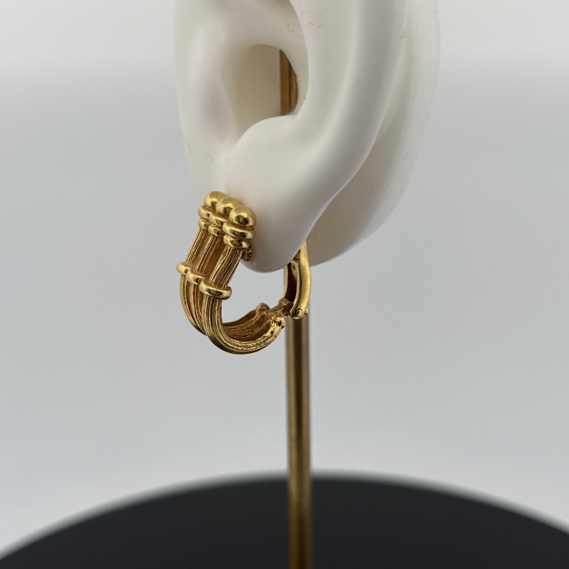 Vintage Mid-Century Architectural Column Earrings 18k Yellow Gold