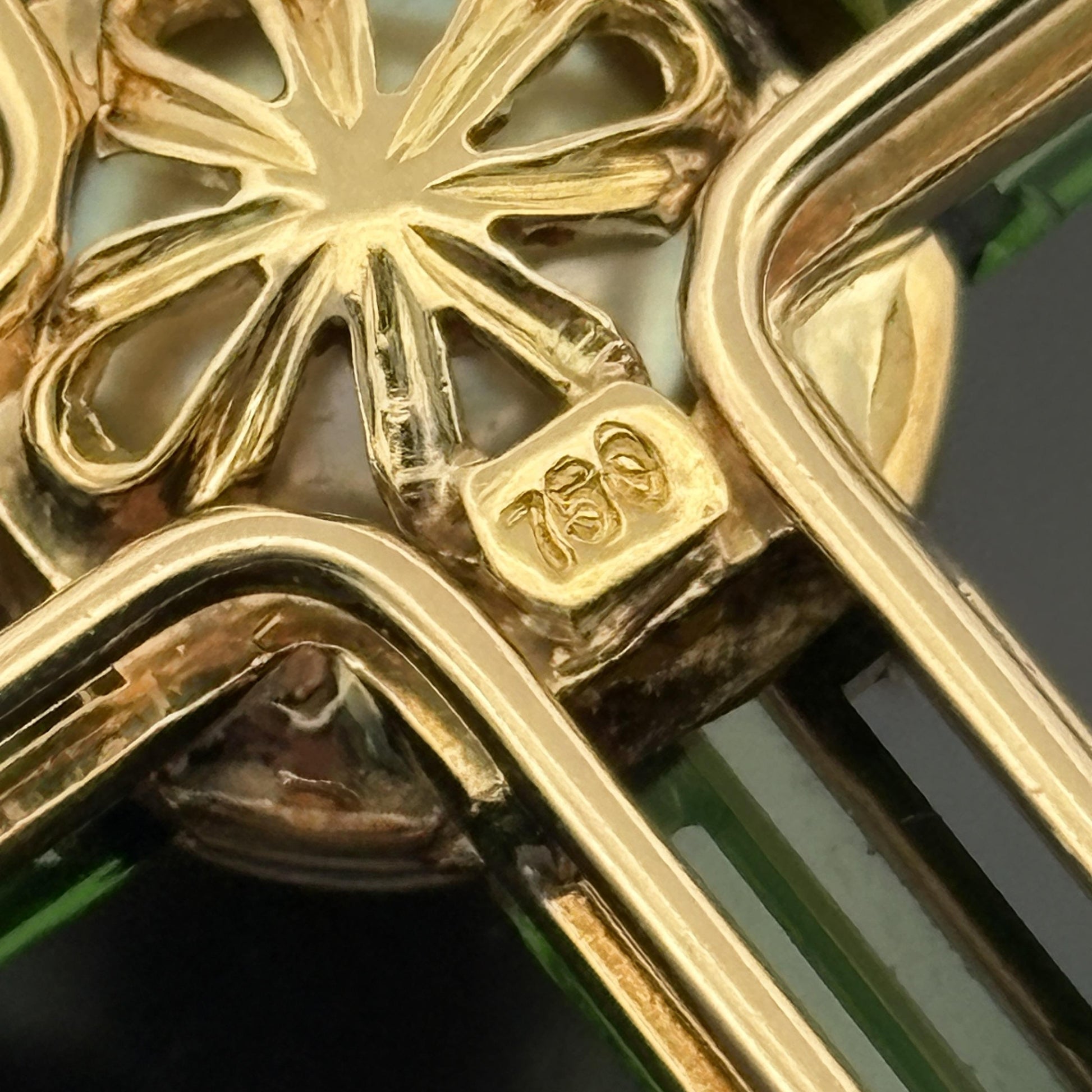 Asprey Green Tourmaline & Pearl Cross 18k Gold ~10ctw