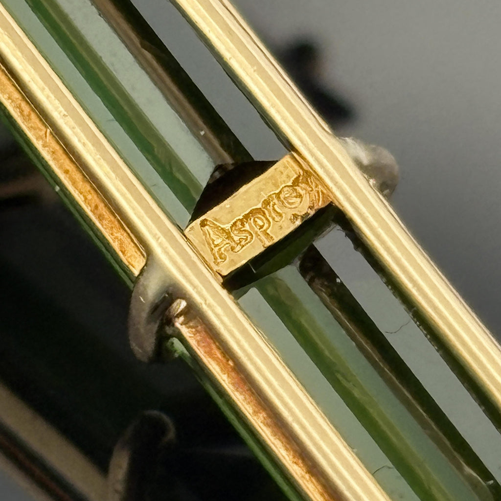 Asprey Green Tourmaline & Pearl Cross 18k Gold ~10ctw