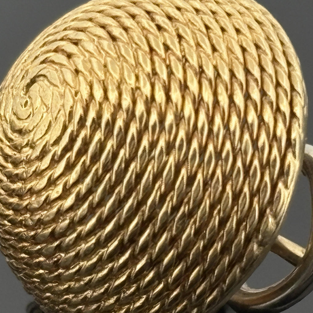 Vintage Rope Motif Dome Earrings 18k Yellow Gold - Italy