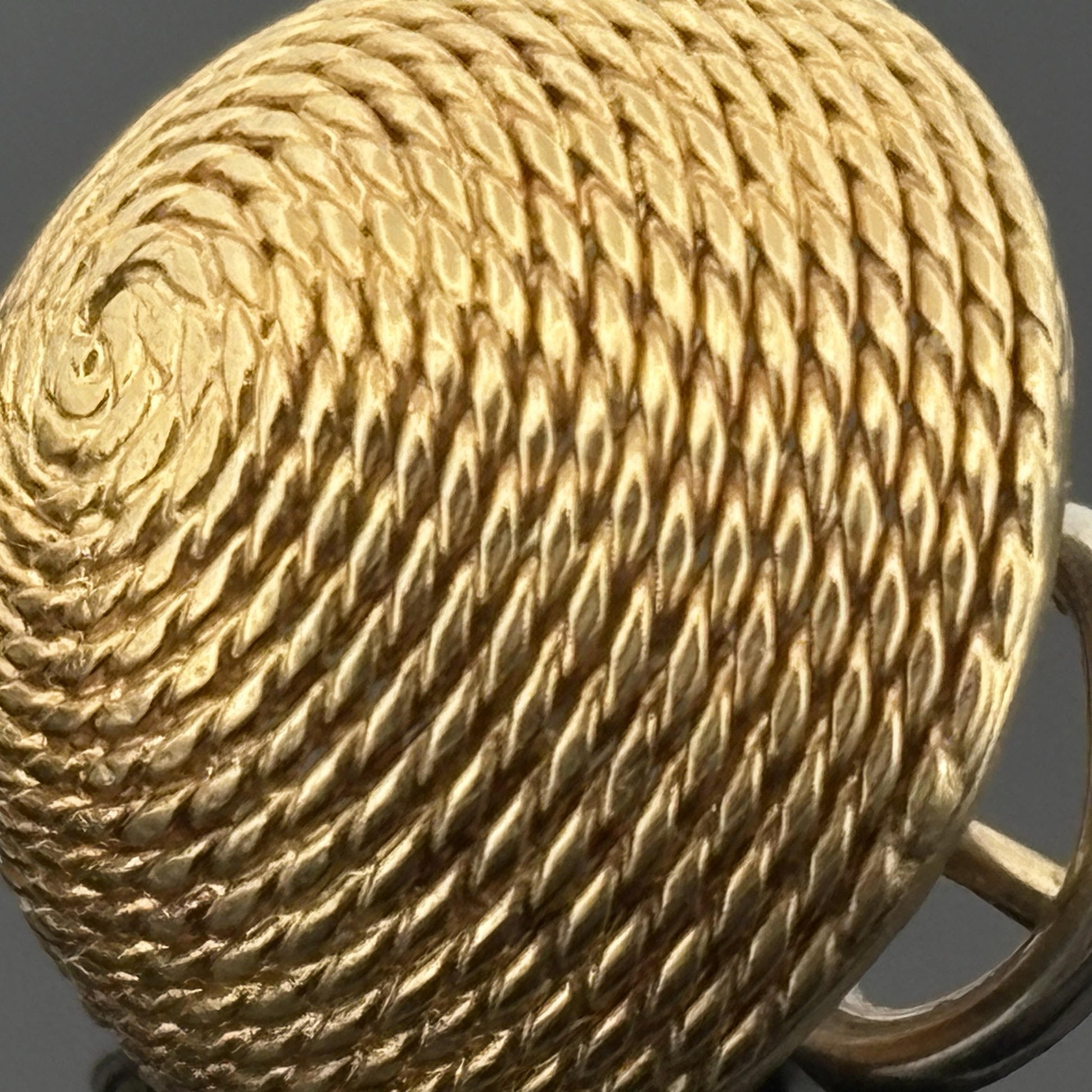 Vintage Rope Motif Dome Earrings 18k Yellow Gold - Italy