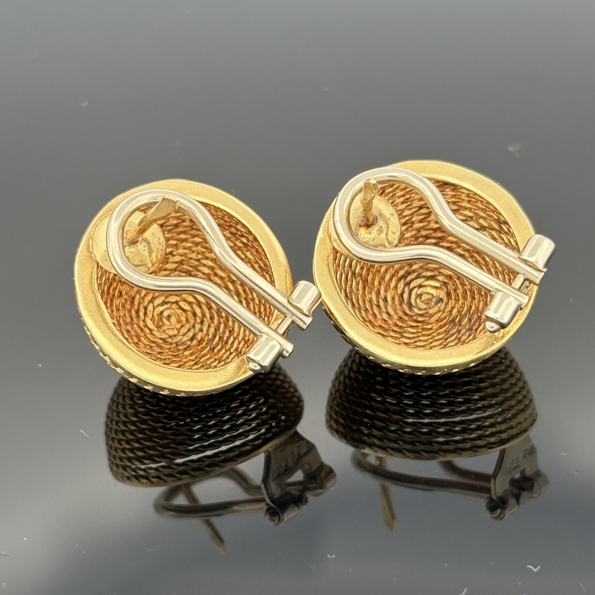 Vintage Rope Motif Dome Earrings 18k Yellow Gold - Italy