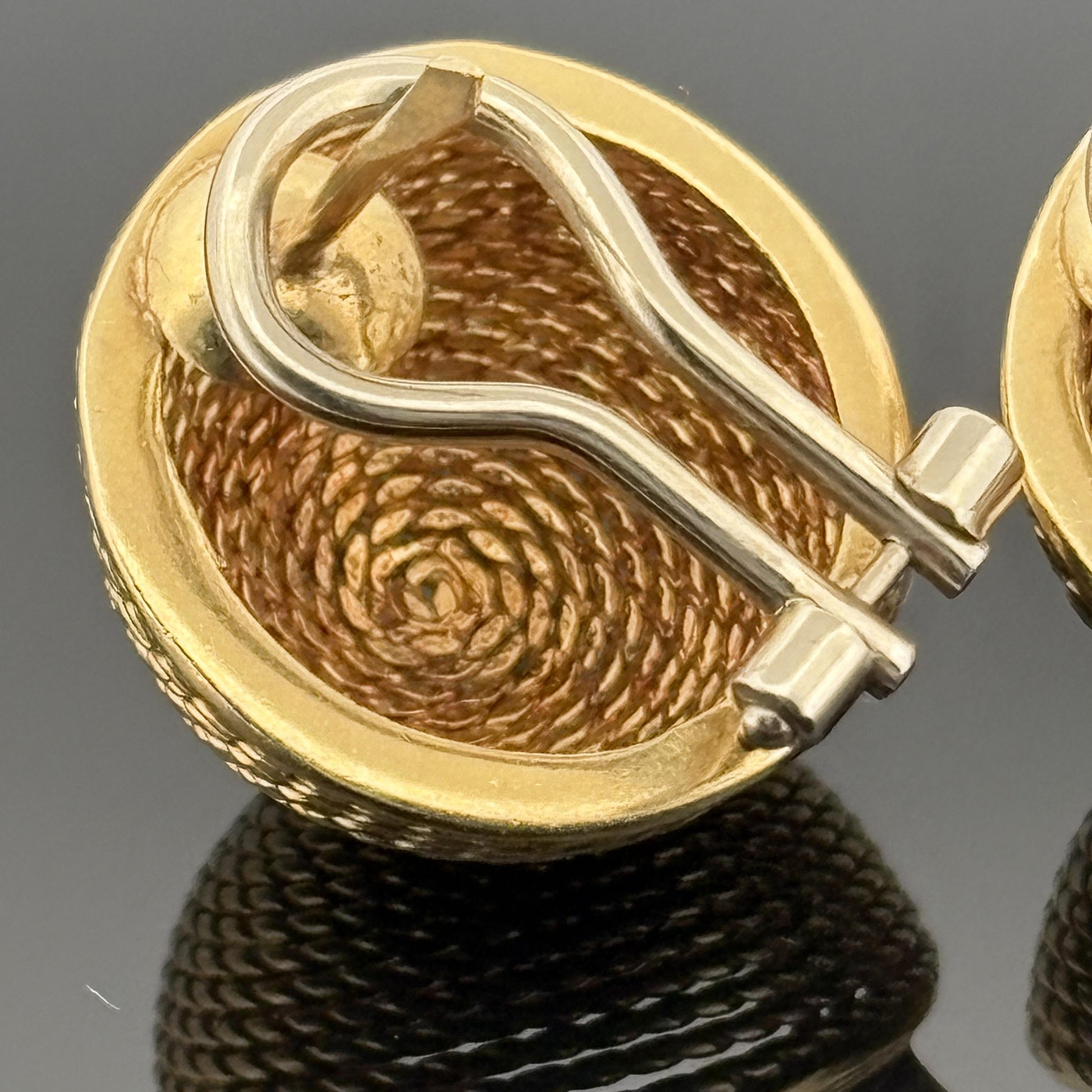 Vintage Rope Motif Dome Earrings 18k Yellow Gold - Italy