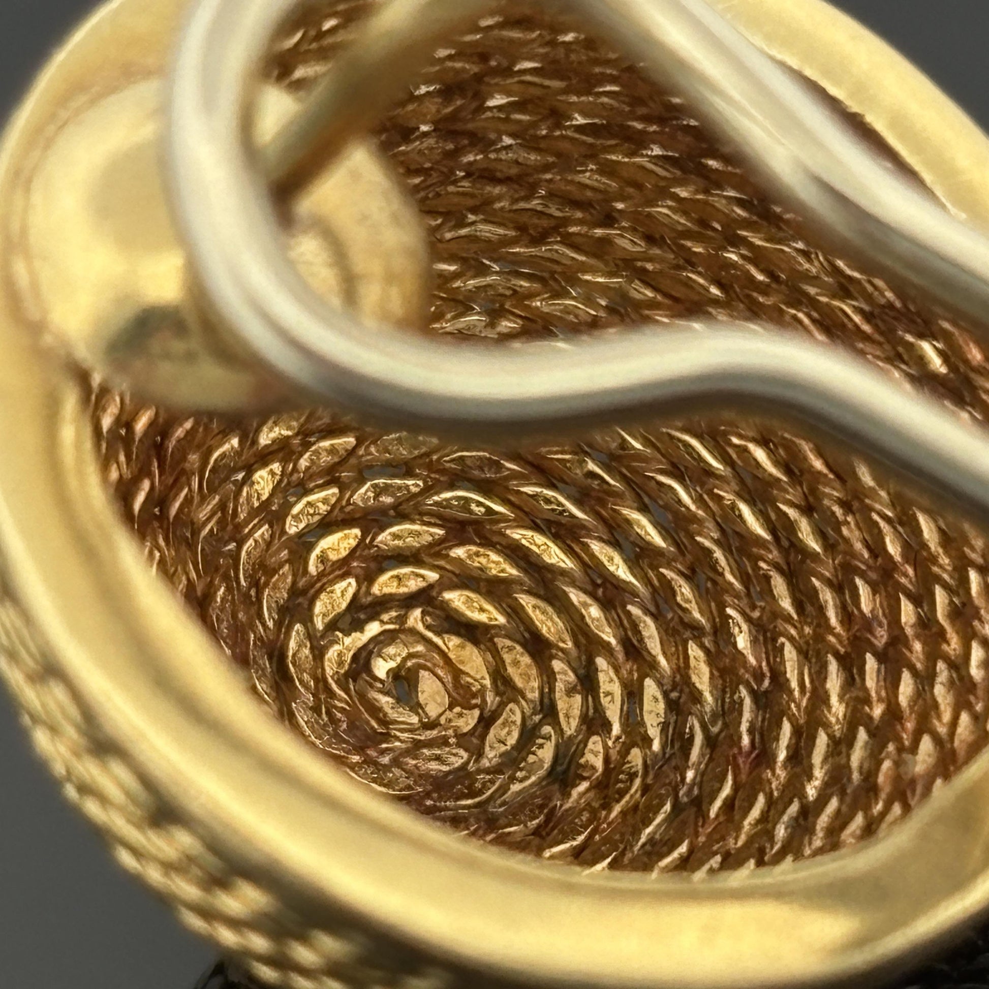 Vintage Rope Motif Dome Earrings 18k Yellow Gold - Italy