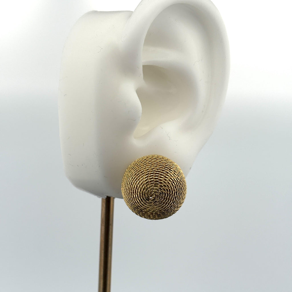 Vintage Rope Motif Dome Earrings 18k Yellow Gold - Italy