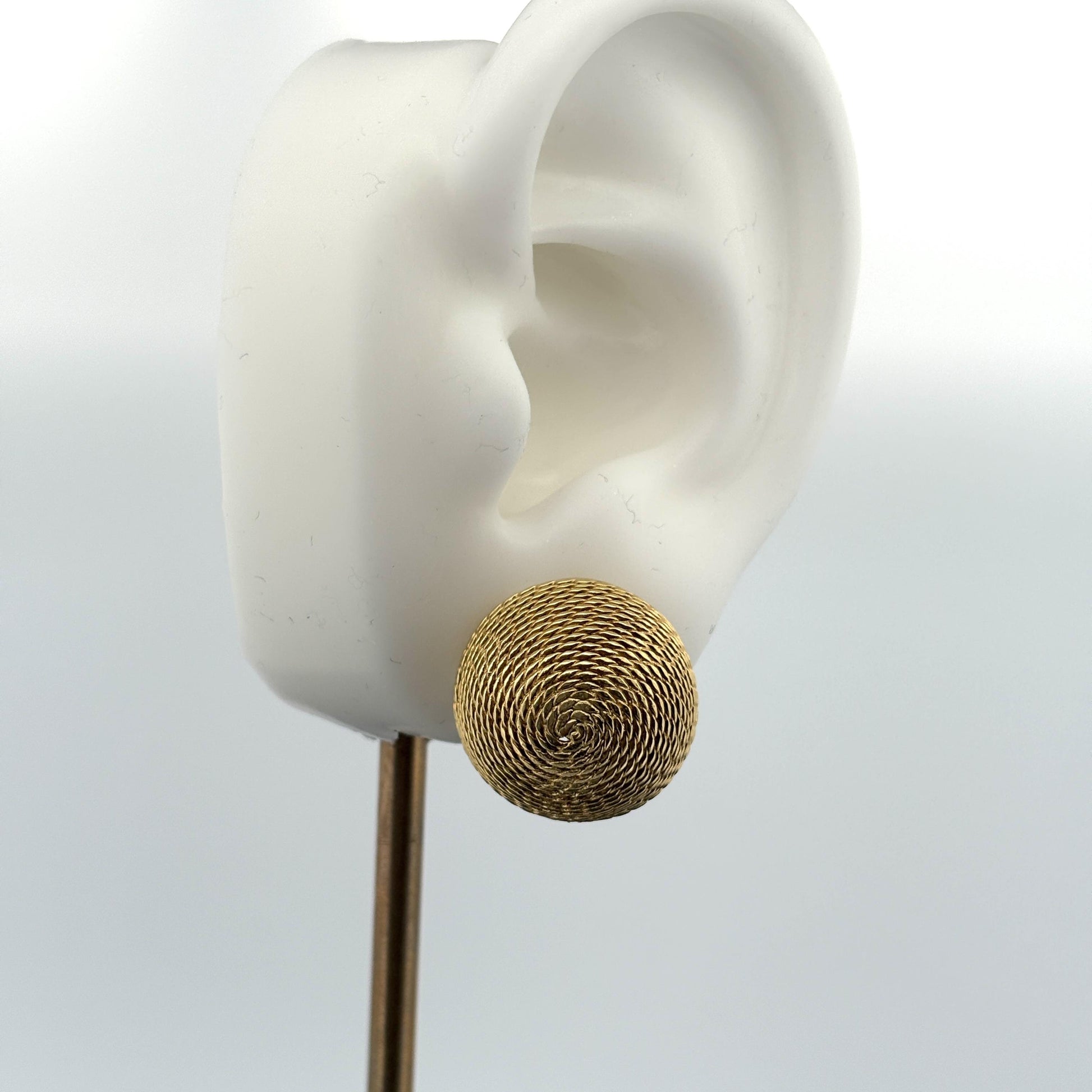 Vintage Rope Motif Dome Earrings 18k Yellow Gold - Italy