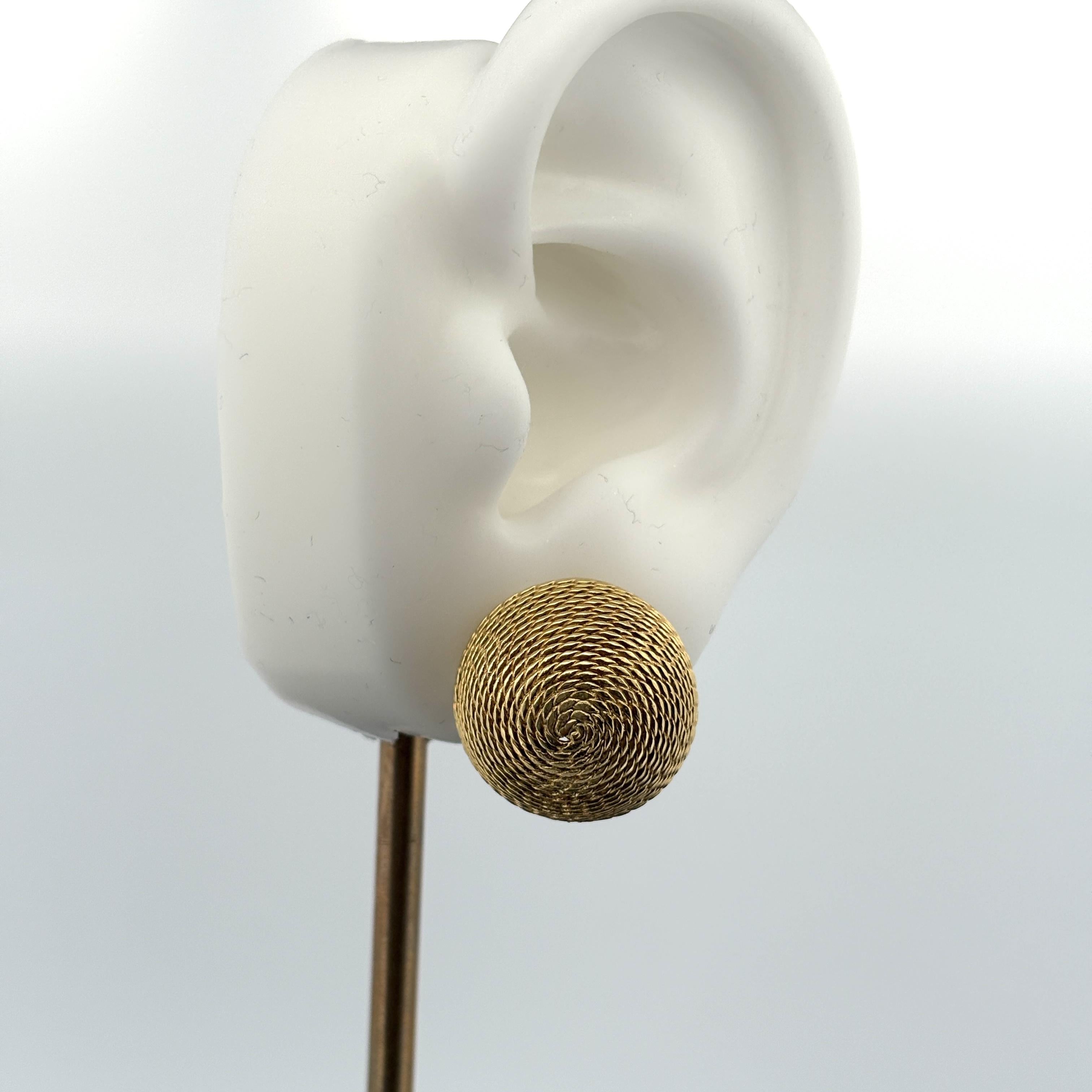 Vintage Rope Motif Dome Earrings 18k Yellow Gold - Italy